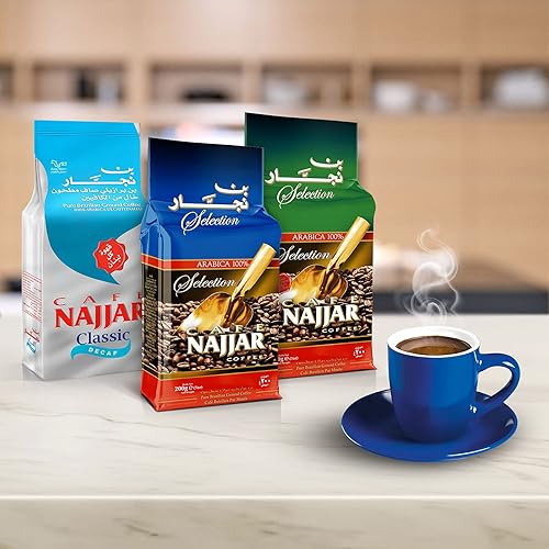 Miniatura 7 de Café Najjar, café turco, 15.87 oz , granos de café 100% arábica, café molido, tostado oscuro, café libanés, café árabe, bebidas de café, funciona