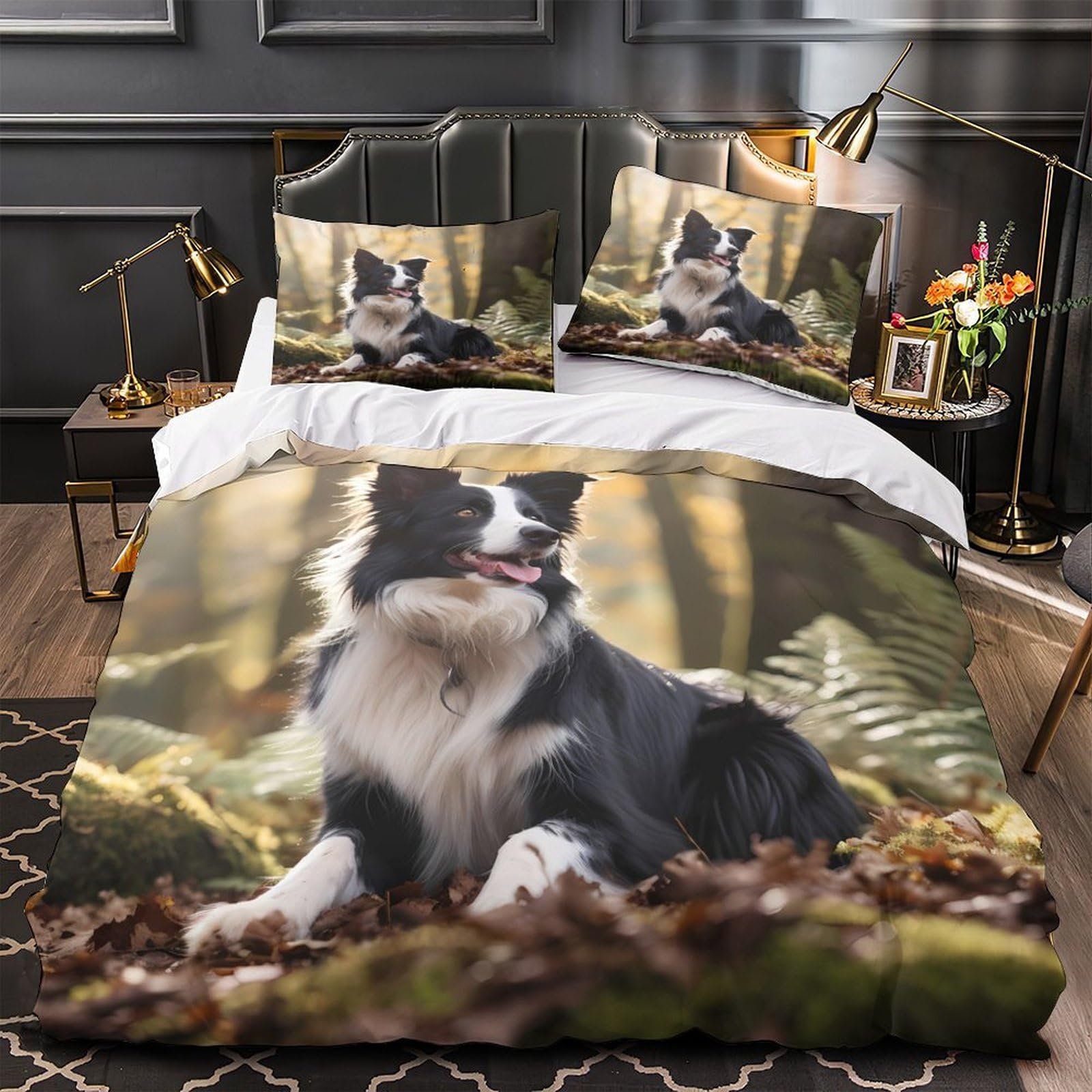 Housse de couette fleurs sauvages bleues 260x220 imprimé 3D respirante