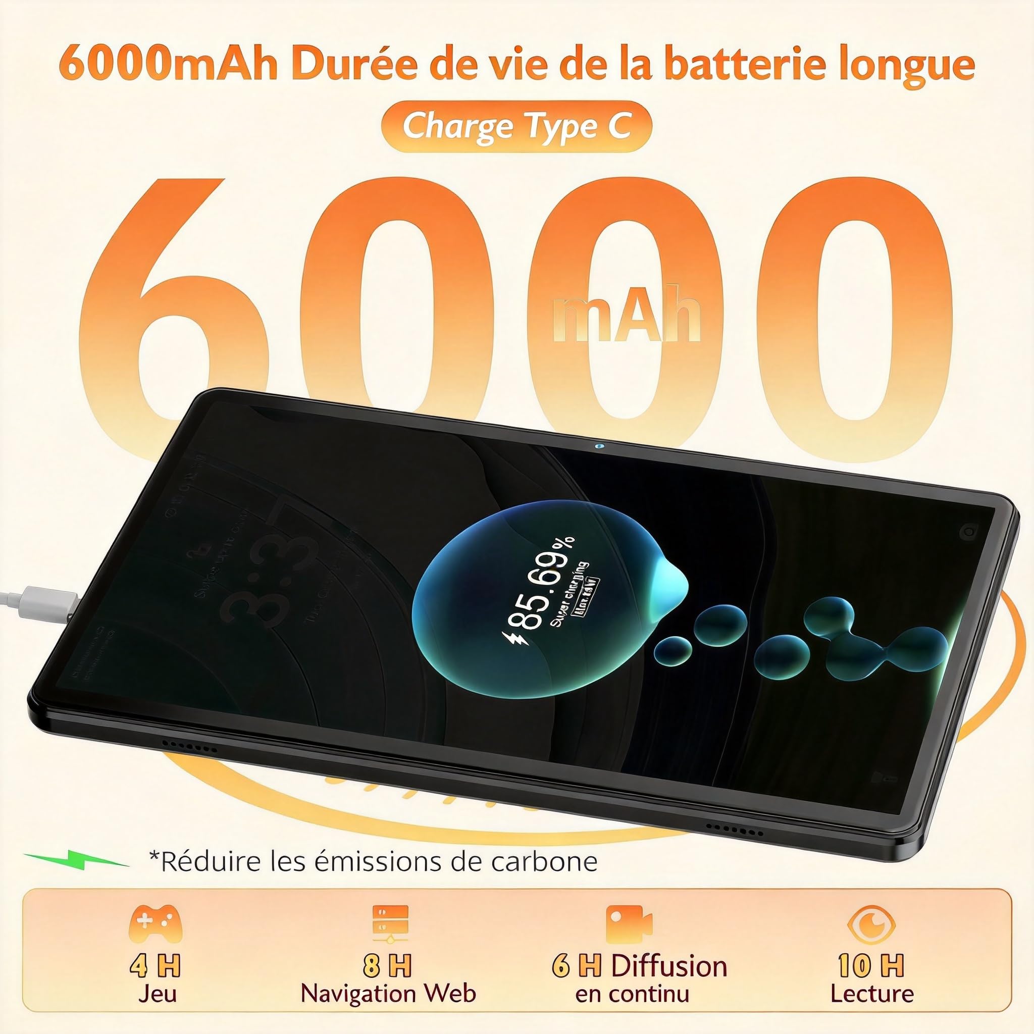 Tablet 10 Pulgadas Android 15 con Funda, 18GB RAM (6+12) 128GB, Octa-Core T30, 1TB Ampliable, WiFi 6, batería 6000mAh, Pantalla IPS HD, Widevine L1, GPS, Gris