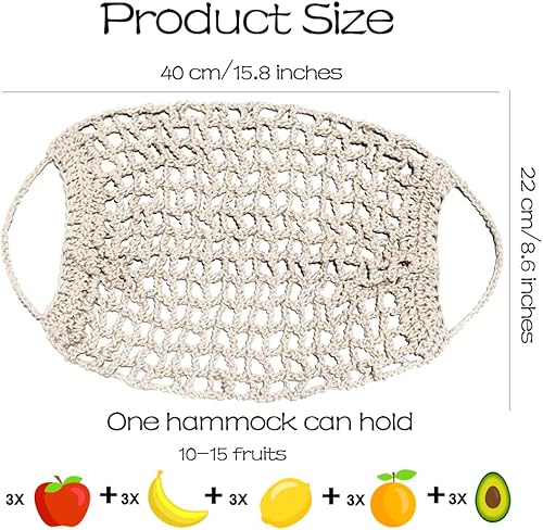 Miniatura 3 de Hamaca de frutas para cocina, debajo del gabinete, cesta de frutas colgante de algodón tejido a mano, cesta de macramé, decoración bohemia,