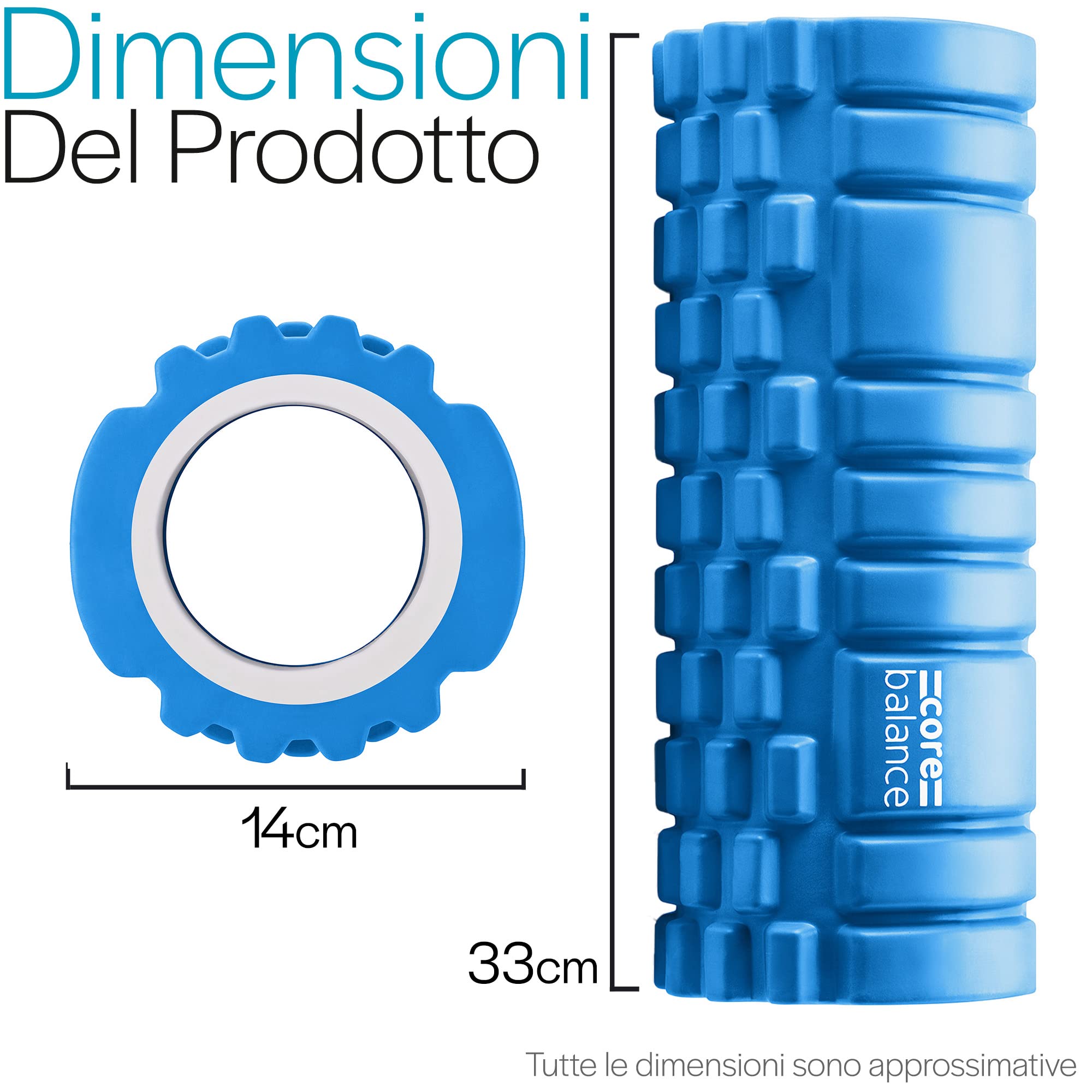 Core Balance Foam Roller- Rullo in Schiuma per Il Massaggio Muscolare Profondo dei Tessuti, Massaggiatore per Trigger Point, Automassaggio Muscolare. Ideale per Fisioterapia Palestra Yoga Pilates