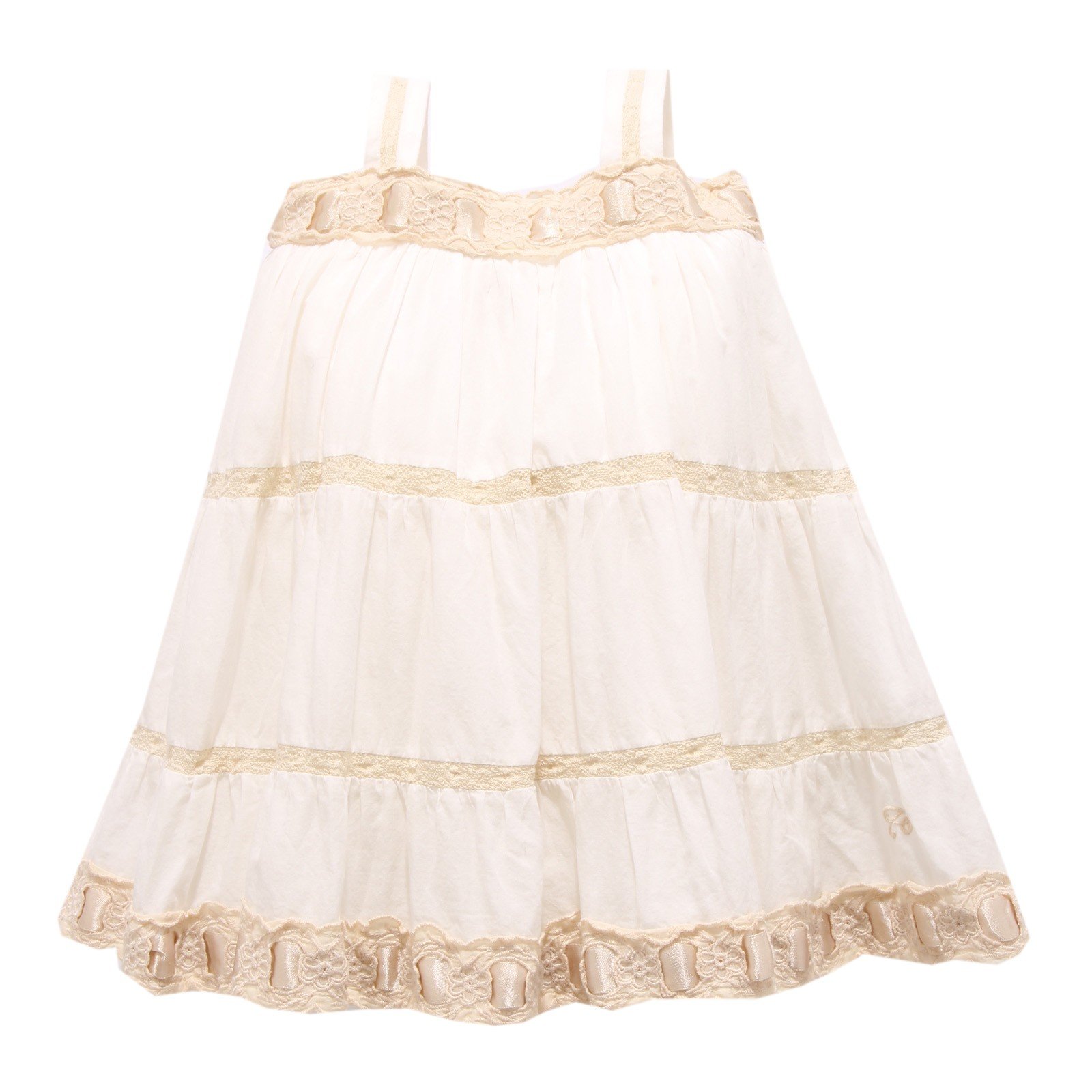 8632R vestito bimba TWIN-SET cotone bianco/beige abito dress kid
