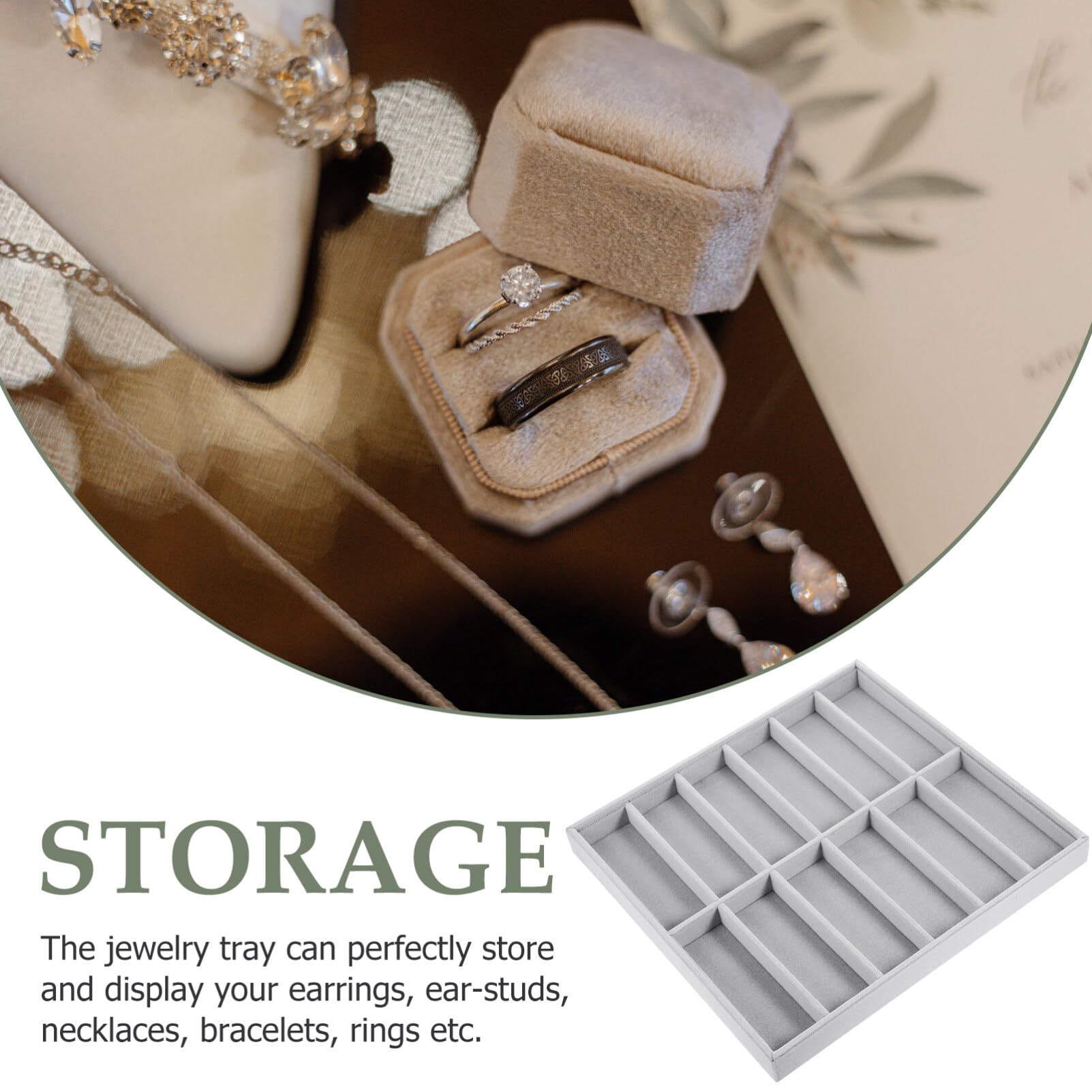 HOMSFOU Organisateur de Lunettes en Tissu Doux 12 Compartiments Réguliers, Boîte de Rangement Décorative pour Accessoires et Bijoux, pour Exposer la Maison