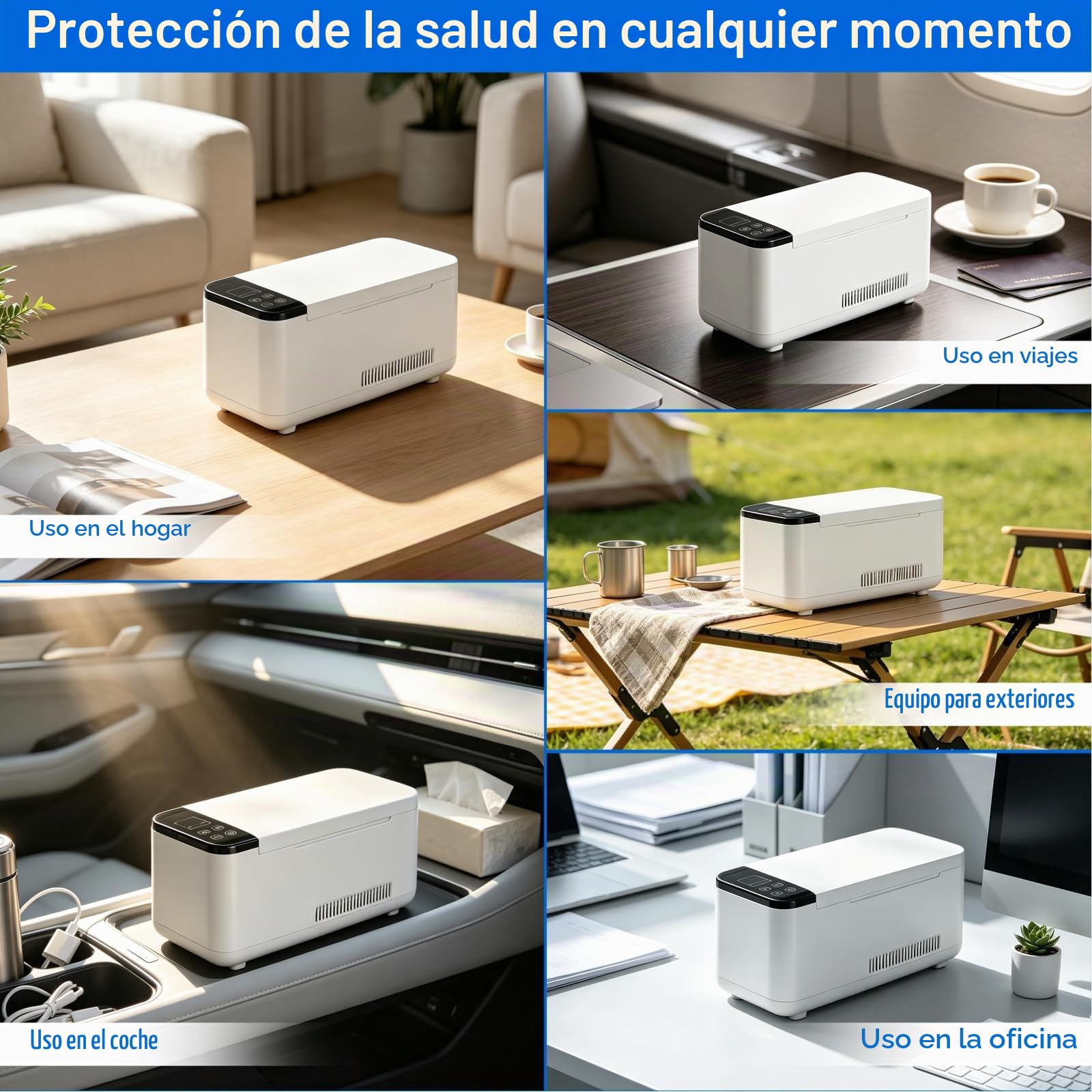 Nevera Portátil para Insulina 0,6 L, Bolsa Médica con Enfriamiento Activo 2–8 °C y Batería (Hasta 8 Horas), Mini Nevera de Viaje para 20 Frascos o 18 Plumas, para Exterior, Viajes y Hogar