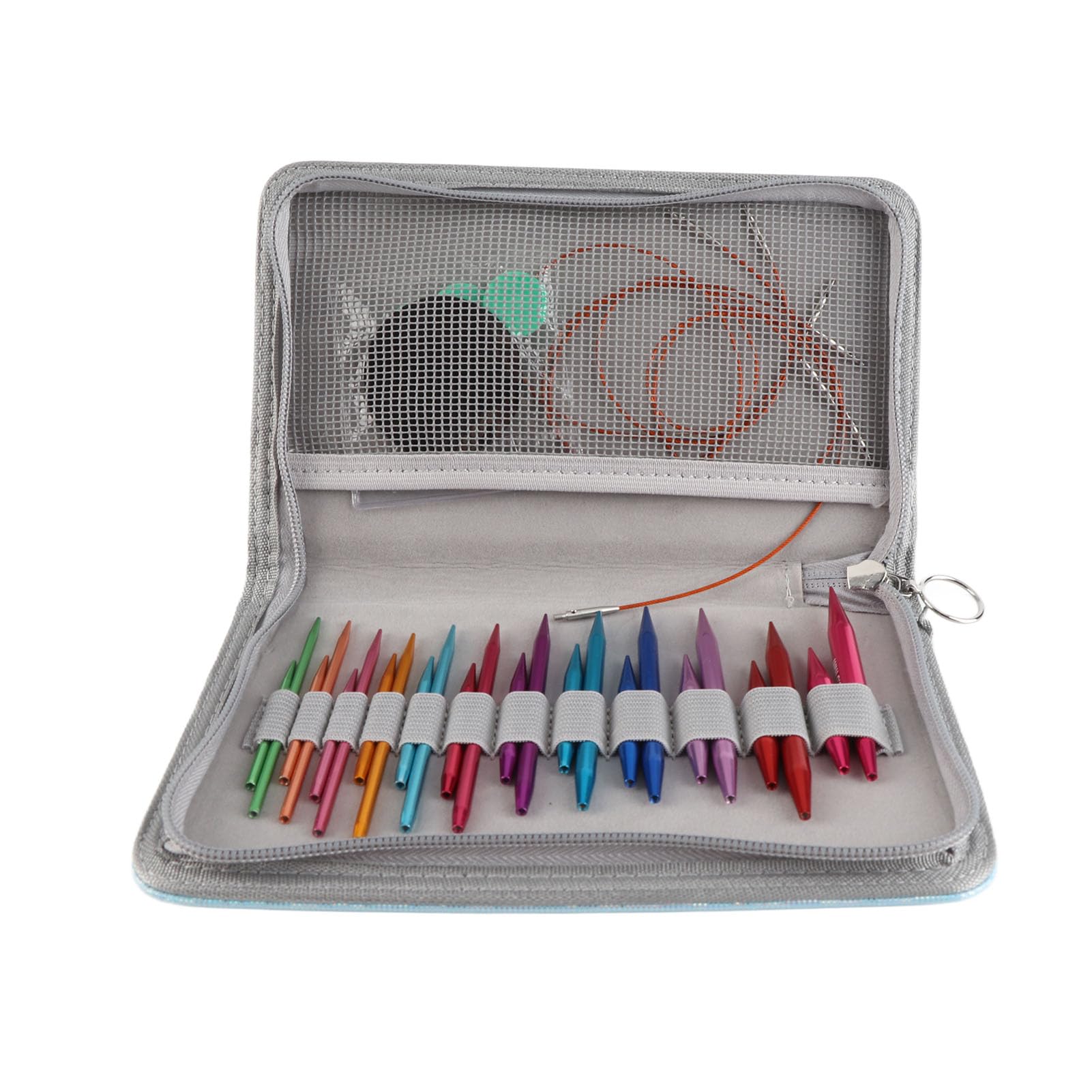 Juego de agujas de tejer circulares intercambiables de 3 a 8 mm, set de agujas circulares de aluminio con bolsa de almacenamiento, tamaños y colores surtidos para suéteres, gorros
