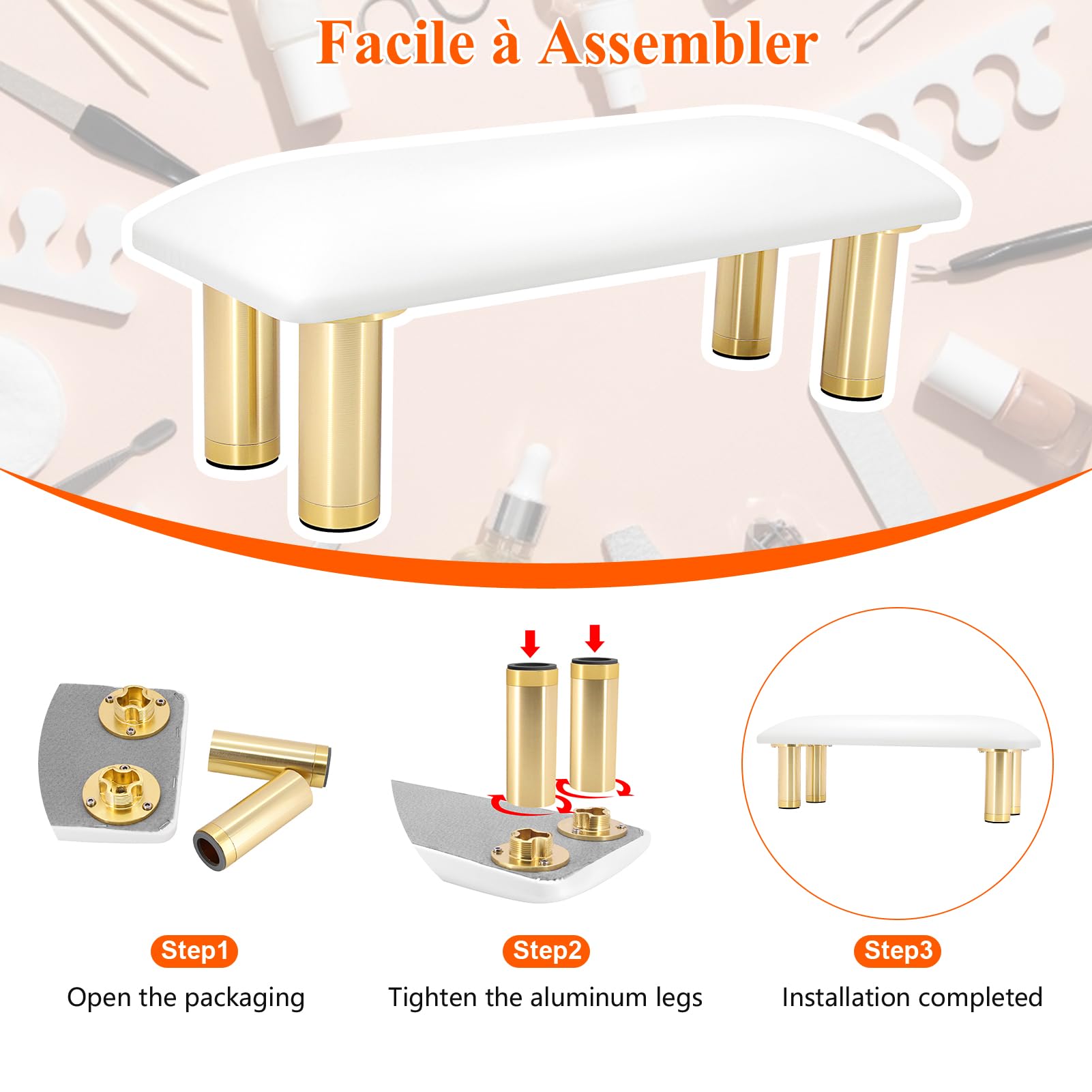 Repose Main Manucure, Réglable en Hauteur Repose Main Ongle, Professionnel Oreiller à main pour Repose-bras à Ongles, Coussin Manucure Coussins Repose-Main Pour Manucure Femmes Filles, HR601