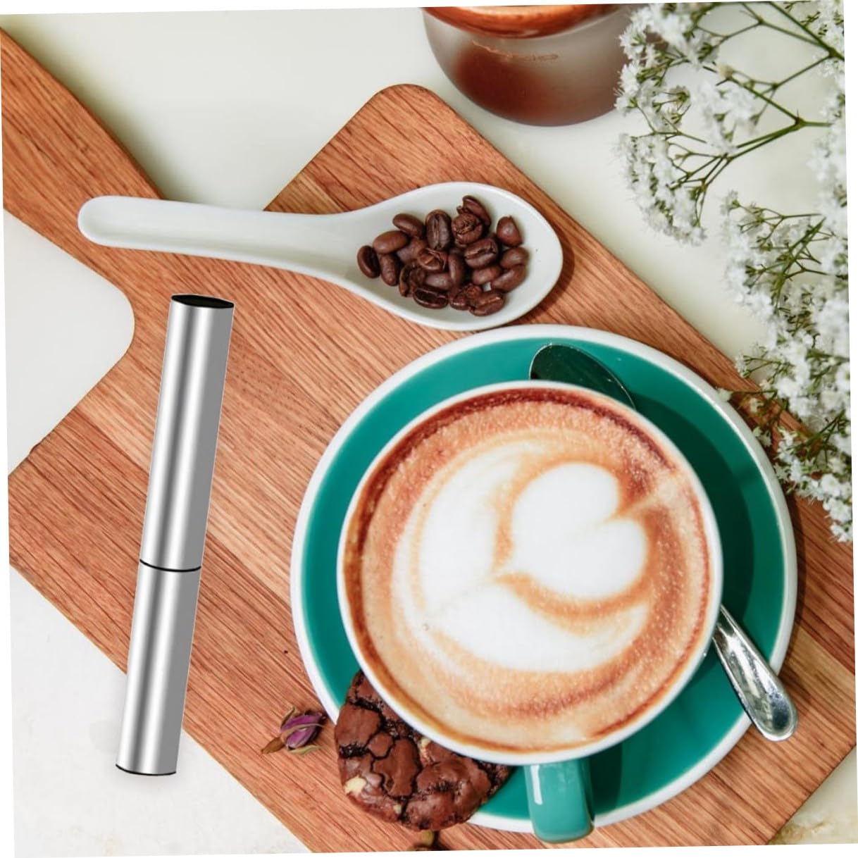 Acciaio Inox Montalatte Elettrico Argento Portatile per Cappuccino