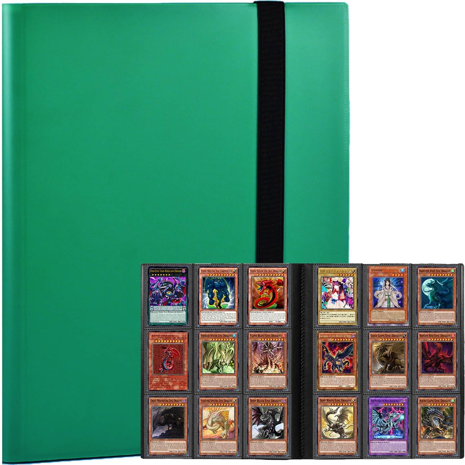 Trading Card Binder 9 Pocket, 360 Double-Sided Pockets, Album Holder for MTG, TCG & Baseball Collector Cards(Green)
