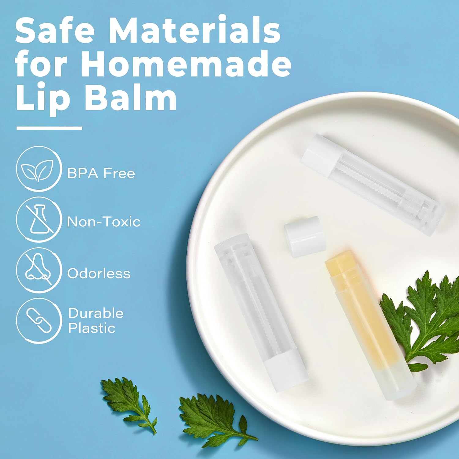 LotFancy Lip Balm Tubes Kit with Filling Tray & Spatula, 50 Pcs 5.5ml (3/16 oz) Clear Empty Lip Balm Containers with White Caps, BPA-Free, Leak-Resistant image 5