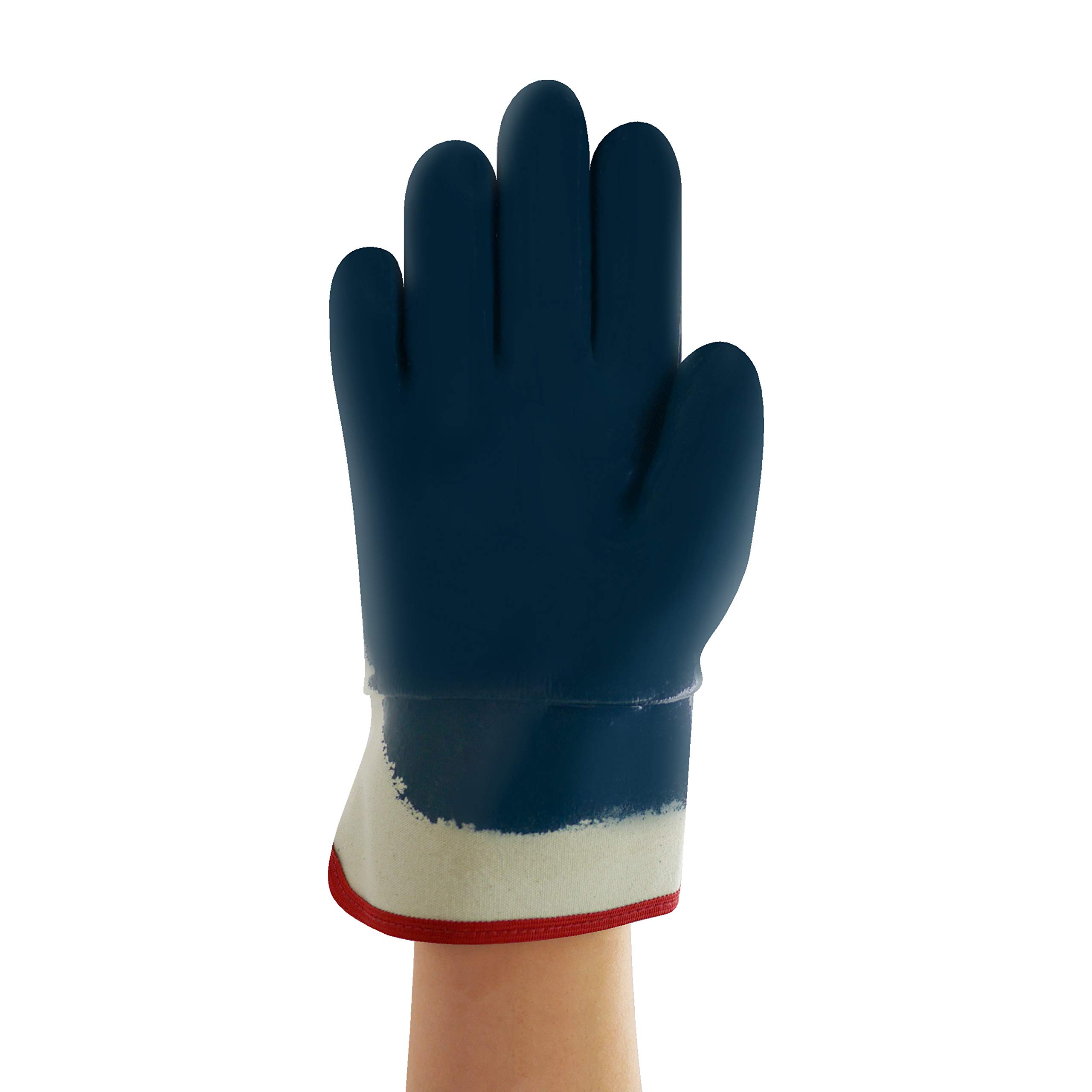 Ansell ActivArmr 27-607 Guantes de Trabajo, Revestimiento Nitrilo Extra-Resistente, Protección Cortes y Resistencia Aceite para Trabajos Pesadas, Hombre Mujer, Azul, Talla L (12 Pares)