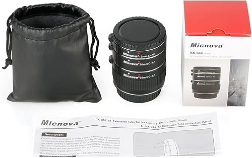 Miniatura 9 de Extensión de tubo de lente macro para Canon DSLR, Micnova KK-C68 Pro Juego de tubos de extensión macro de enfoque automático para cámaras de