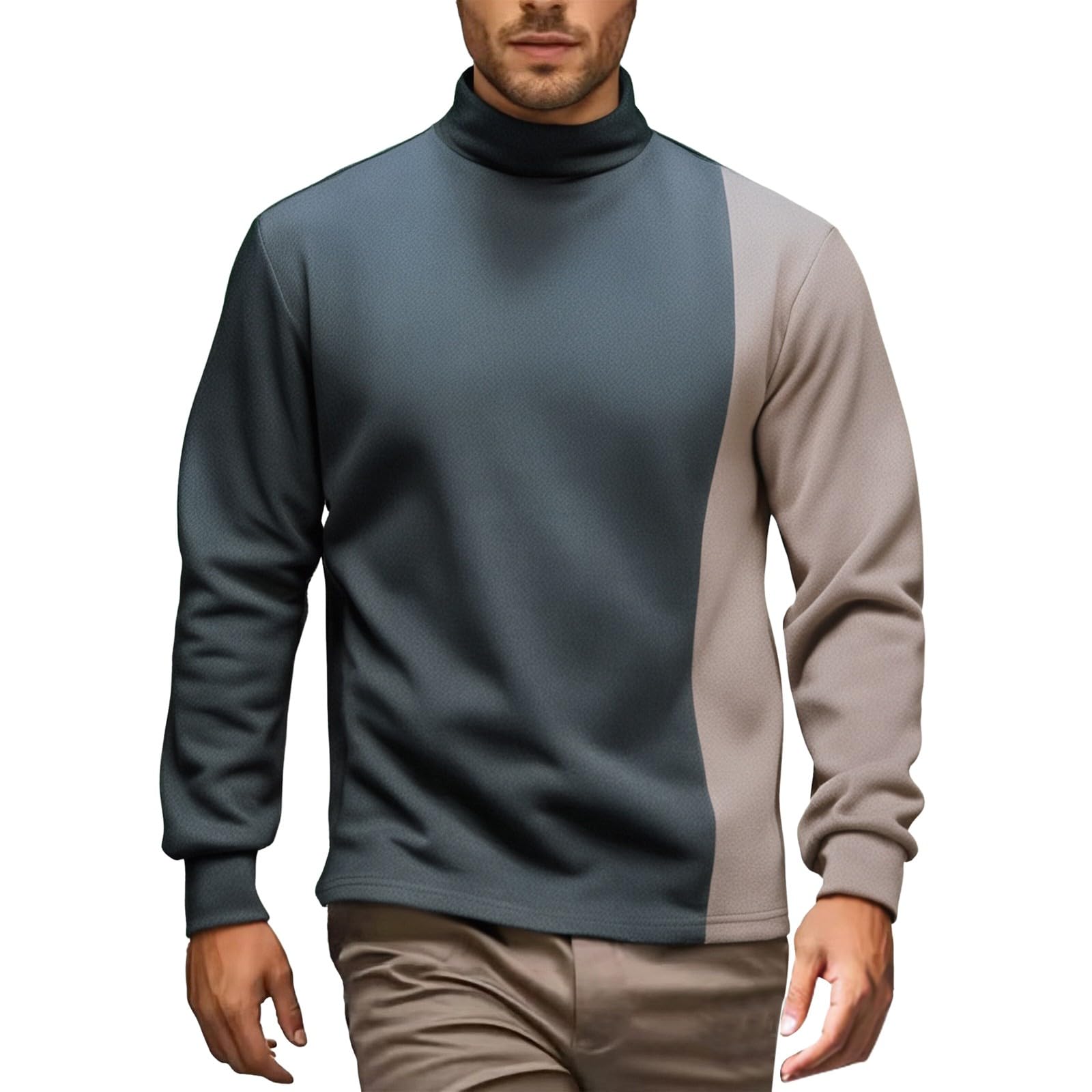 Chaqueta Verano Hombre Camisa Básica De Cuello Medio Alto para Hombre, Camiseta Manga Larga Terciopelo Doble Invierno, Suéter Grueso Y Cálido con Forro Otoño E Invierno. Sudaderas