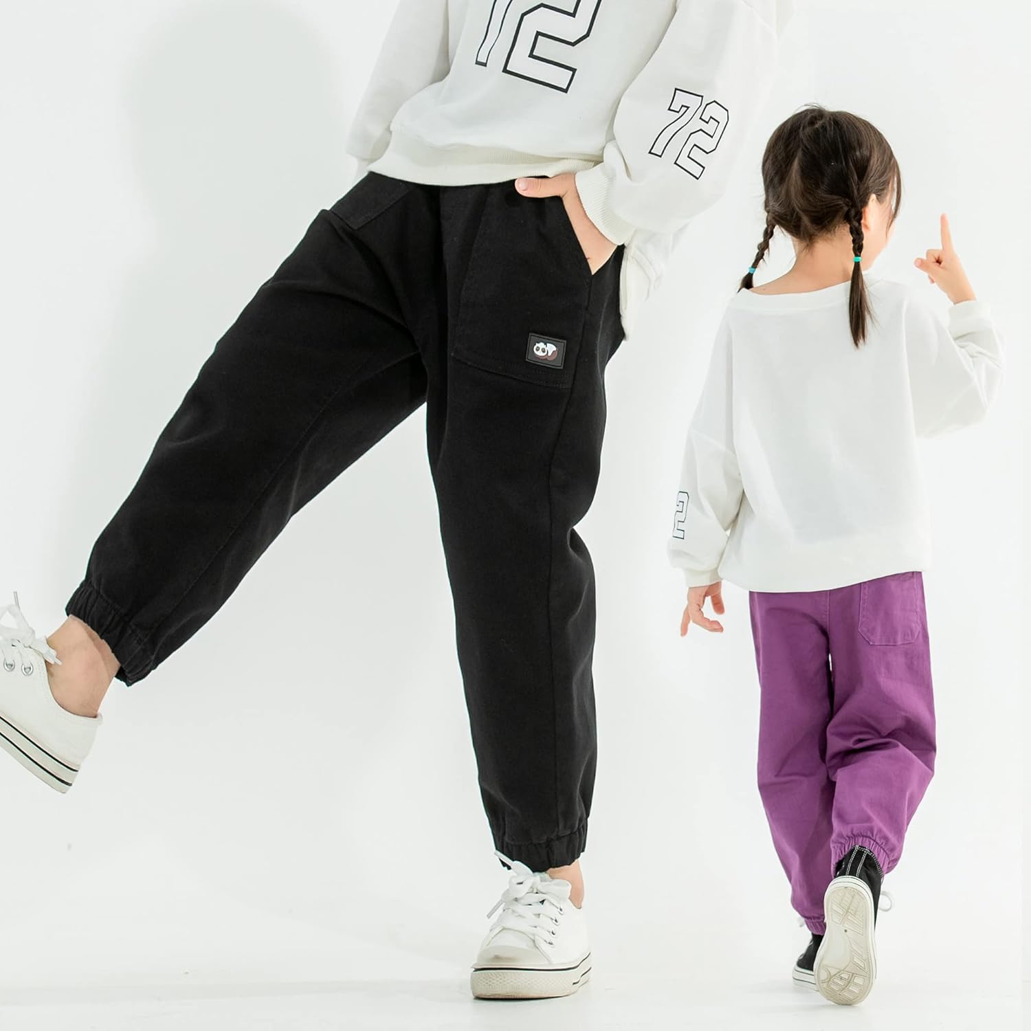 MINI PANDA Toddler Pants - Little Girls & Boys Stretch Fabric Pants 2-Pack (2T-6T) - Image 4