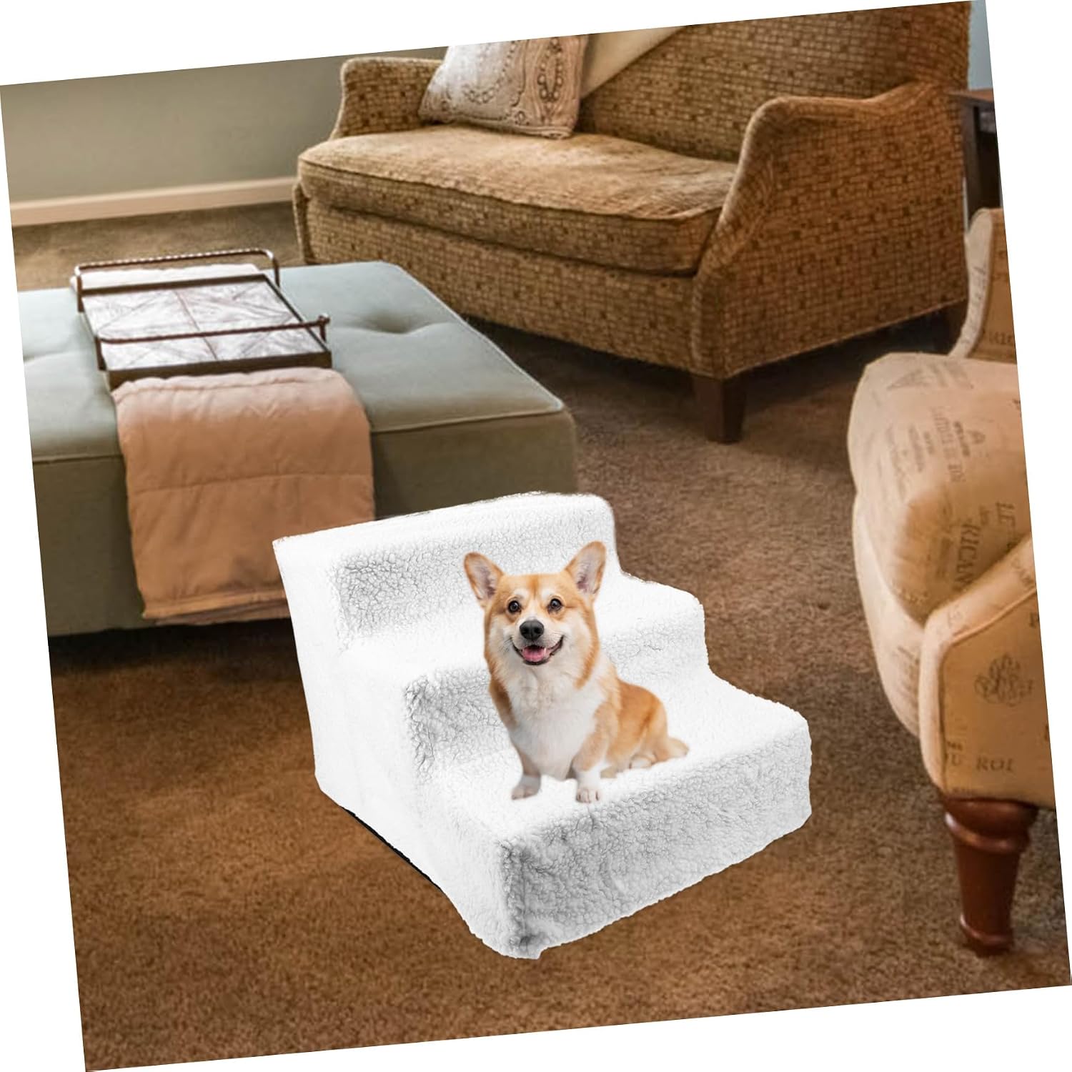 Milisten Pet Stairs for Dogs Portable Dog Ramp Removable Washable Cover for High Sofa Bed Easy Access for Older Pets Lightweight and Design