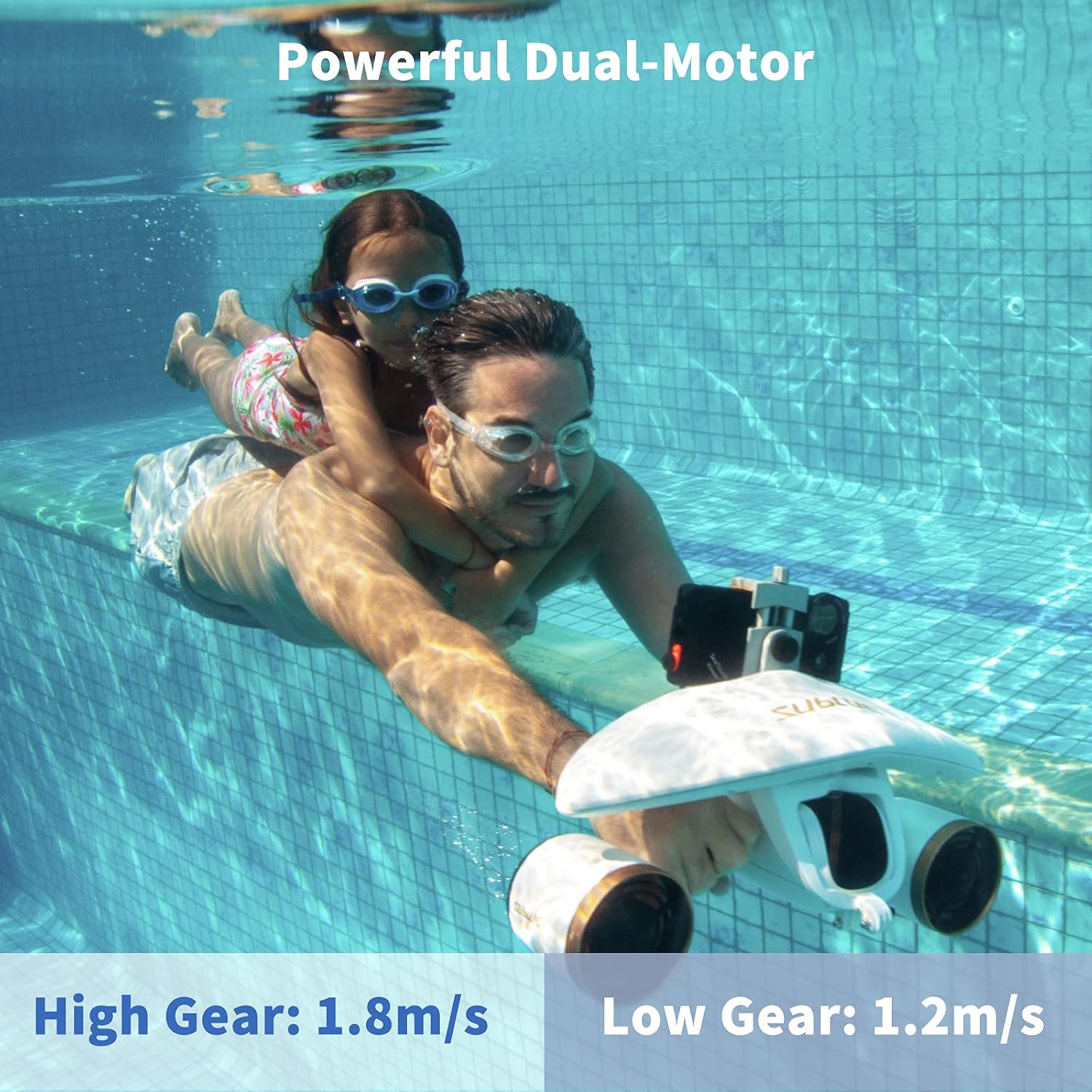 WINDEK SUBLUE WhiteShark Mix Underwater Scooter with Action Camera Mount Dual Motor 40M Waterproof for Water Sports Swimming Pool & Diving & Snorkeling & Sea Adventures