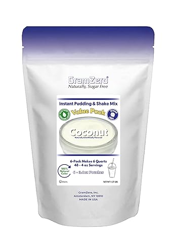 GramZero Natural Color COCONUT Sugar Free Pudding Mix 6-Pack, Great