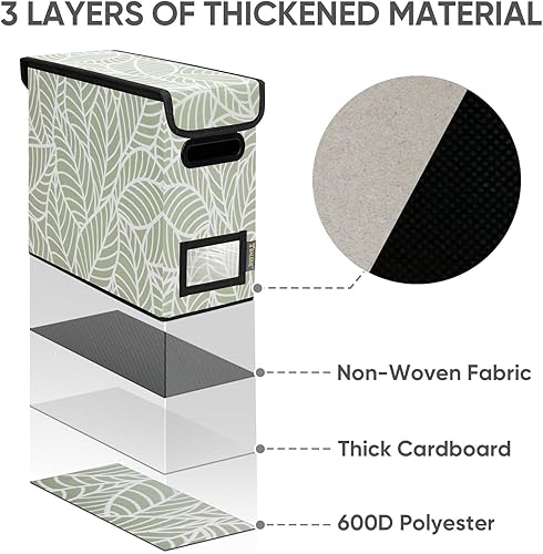 Miniatura 172 de BALEINE - Caja organizadora de archivos con tapa, organizador de carpetas plegable con riel de plástico, caja para carpetas colgantes para Gris