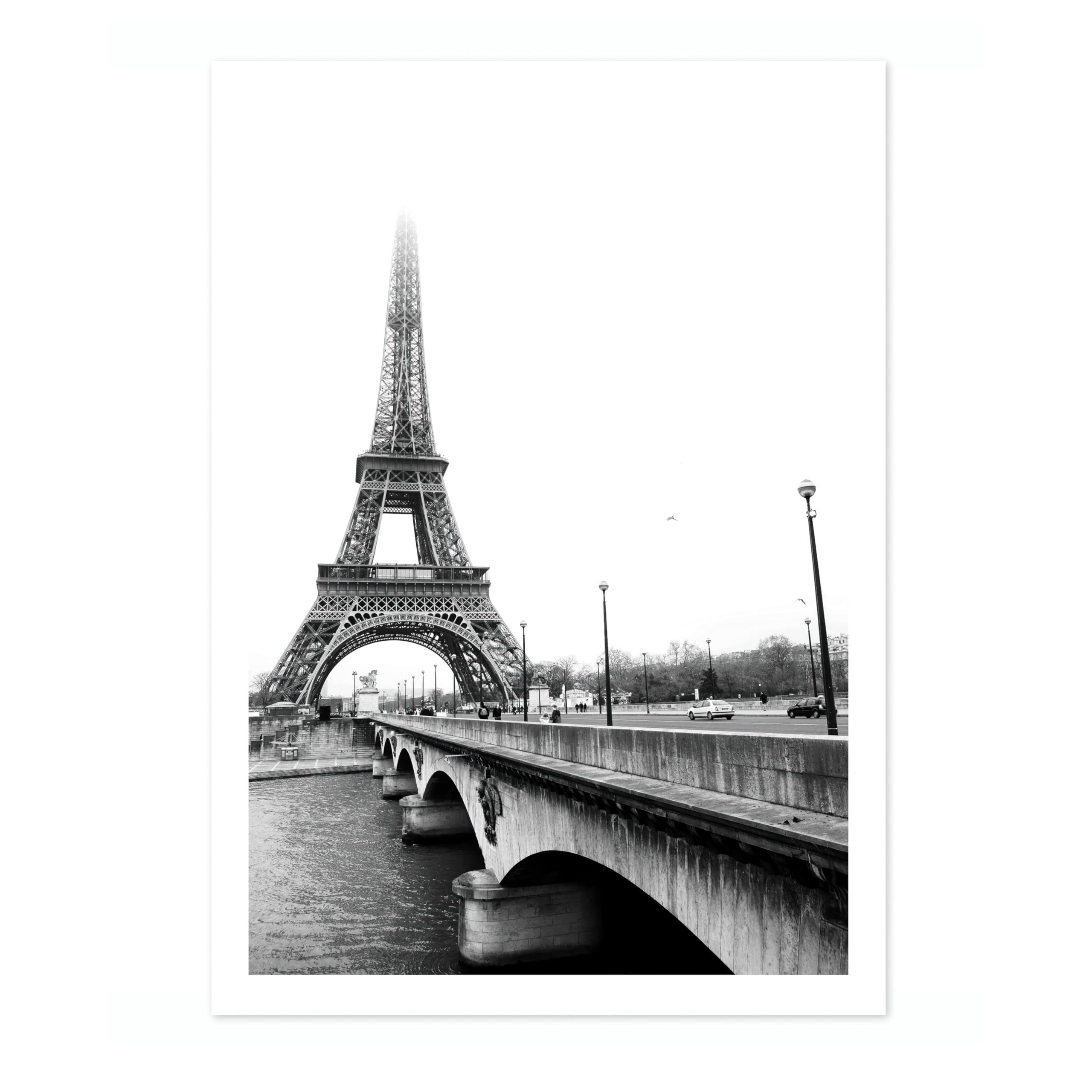 Eiffel Tower, Paris Poster Black & White Vintage Photography Print Minimalist Modern Interior Decoration, Archival Matte, A5 (Print Only) - 21x14.8cm