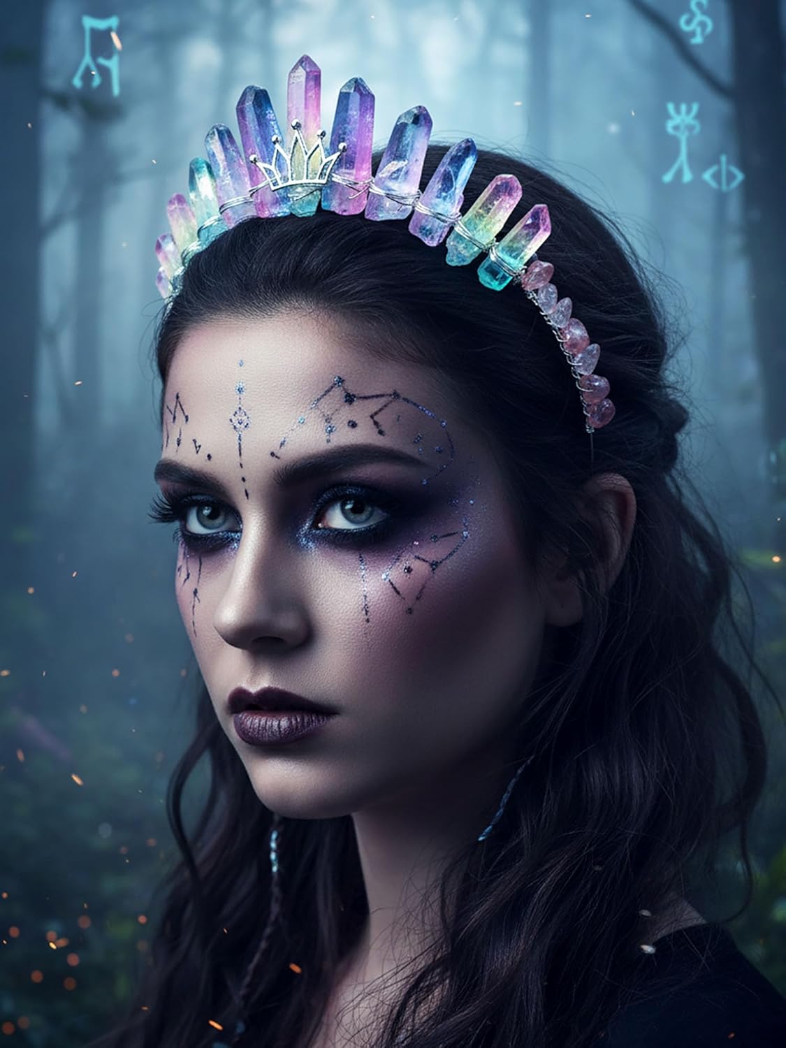 Formery Raw Crystal Crown Purple Quartz Headband Mermaid Fairy Crowns Tiara for Women - Image 5