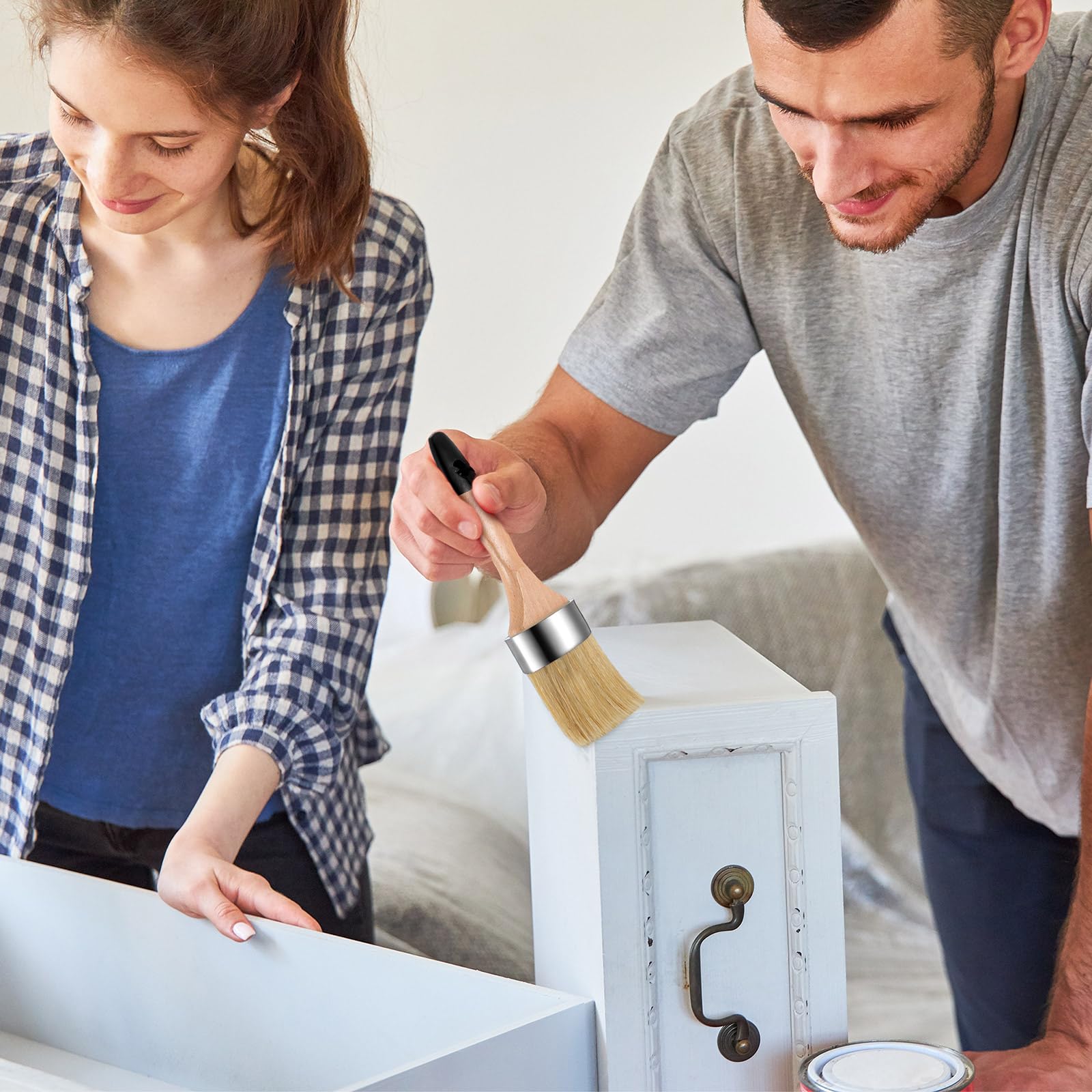 Furniture Finishing Wax Paint Wax Sealer Clear with 2 Brush Set 7 oz for Clear Chalk Sealing Wood Surfaces Interior Furniture Protective Painting Waxing Wooden Floor Cabinet Home Accessories