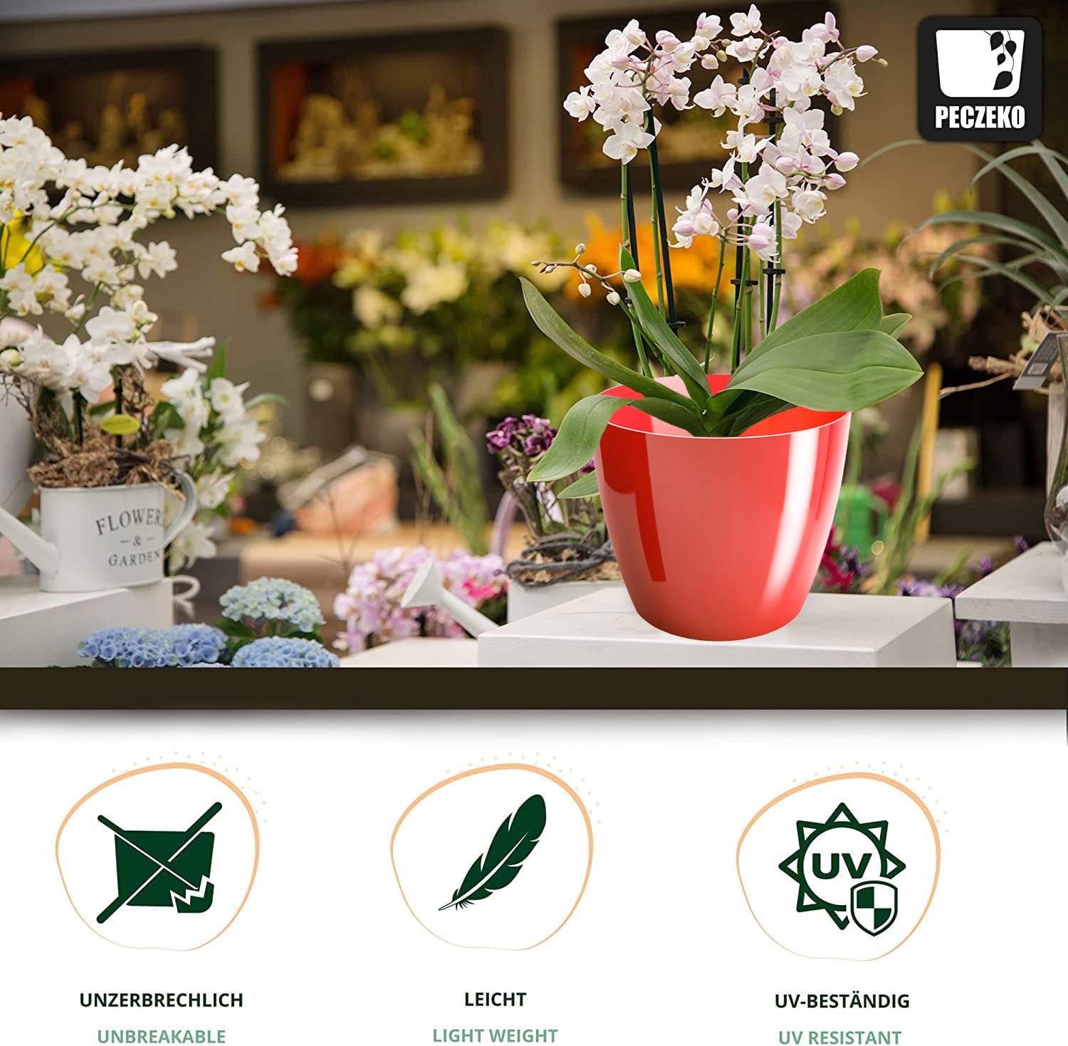 Macetas Brillantes Macetas Decorativas Hierbas Macetas Redondas de plástico duraderas y Ligeras para salón, Comedor, Cocina, terraza, balcón Juego de 2 Piezas (Antracita, diámetro 16 cm) — view 5