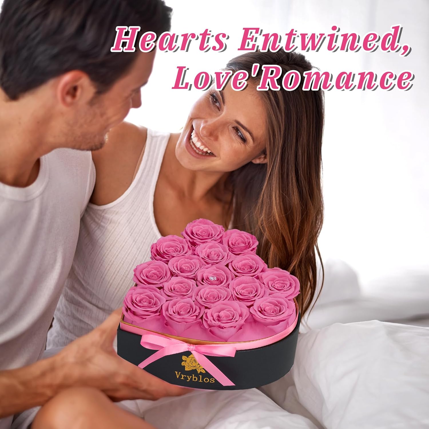 16 Pieces Forever Flower Heart Shape in a Box Preserved Pink Roses for Delivery Grade A Quality 100% Real Immortal Flowers Eternal Birthday for Her Mom Women Wife Girlfriends (Pink) - Image 6