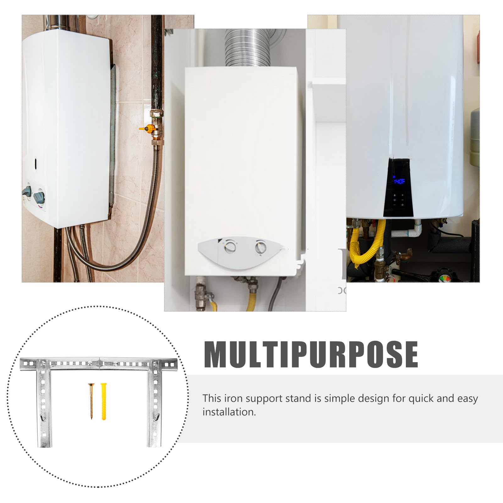SHOWERORO Calentador y Agua para Hierro Soporte Eléctrico de Color Instalación Fácil Estable Pequeños Reducidos Plata Baños Espacios