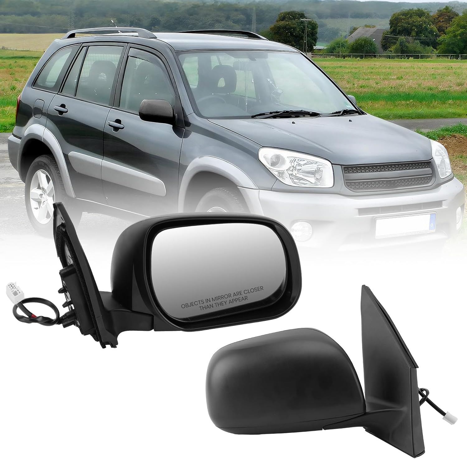 Right Passenger Side Mirror Compatible with Toyota RAV4 2009 2010 2011 2012 Power Manual Folding Non-Heated US Built Door Mirrors (3 Pins)