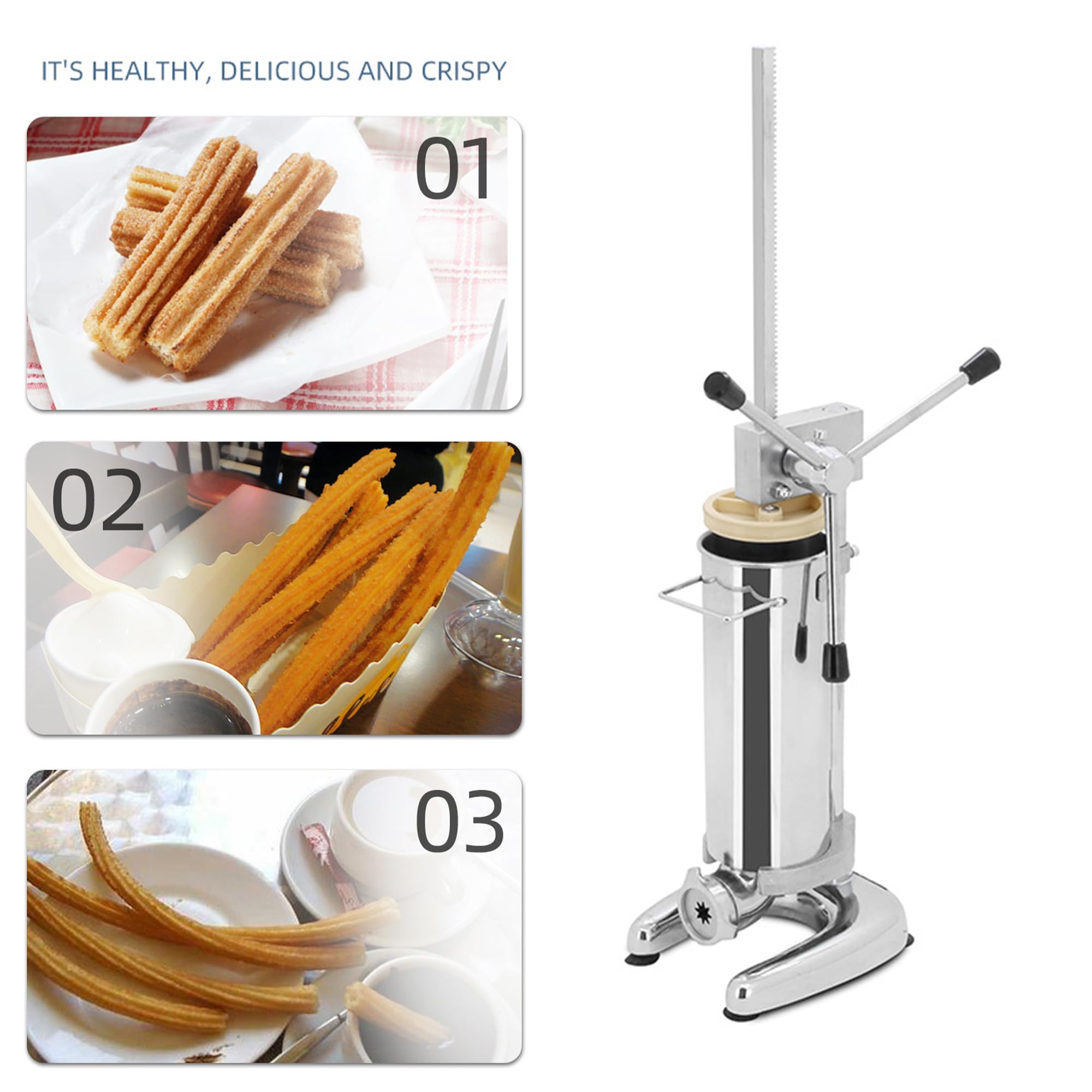 Macchina Commerciale Verticale Per Churros Con 5 Ugelli/stampi, Churrera Spagnola In Acciaio Inossidabile Per Ciambelle/churros Ripieni, Ideale Per Casa, Ristoranti E Panetterie 3L