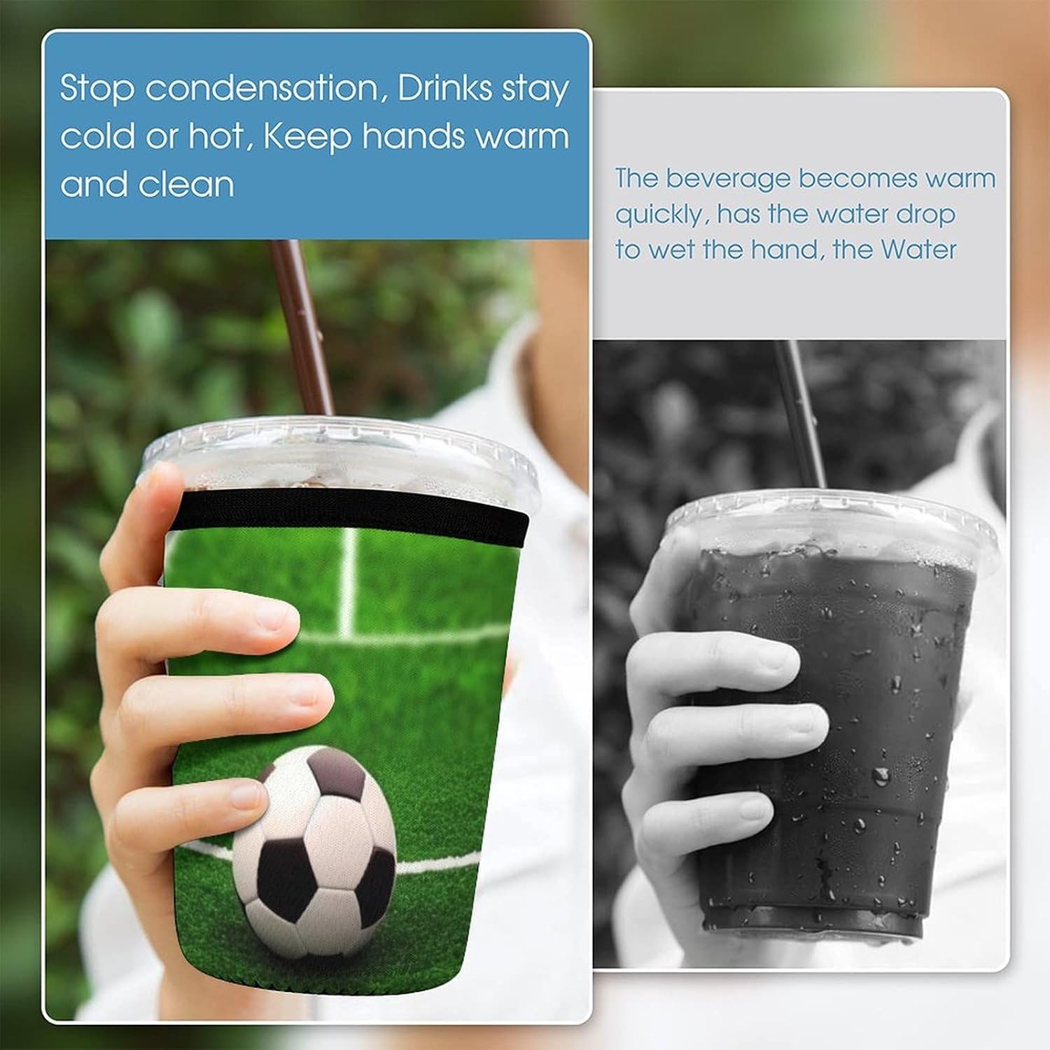 3 Pack Neoprene Cup Sleeves, Stretchy Reusable Drink Cup Cover Universal