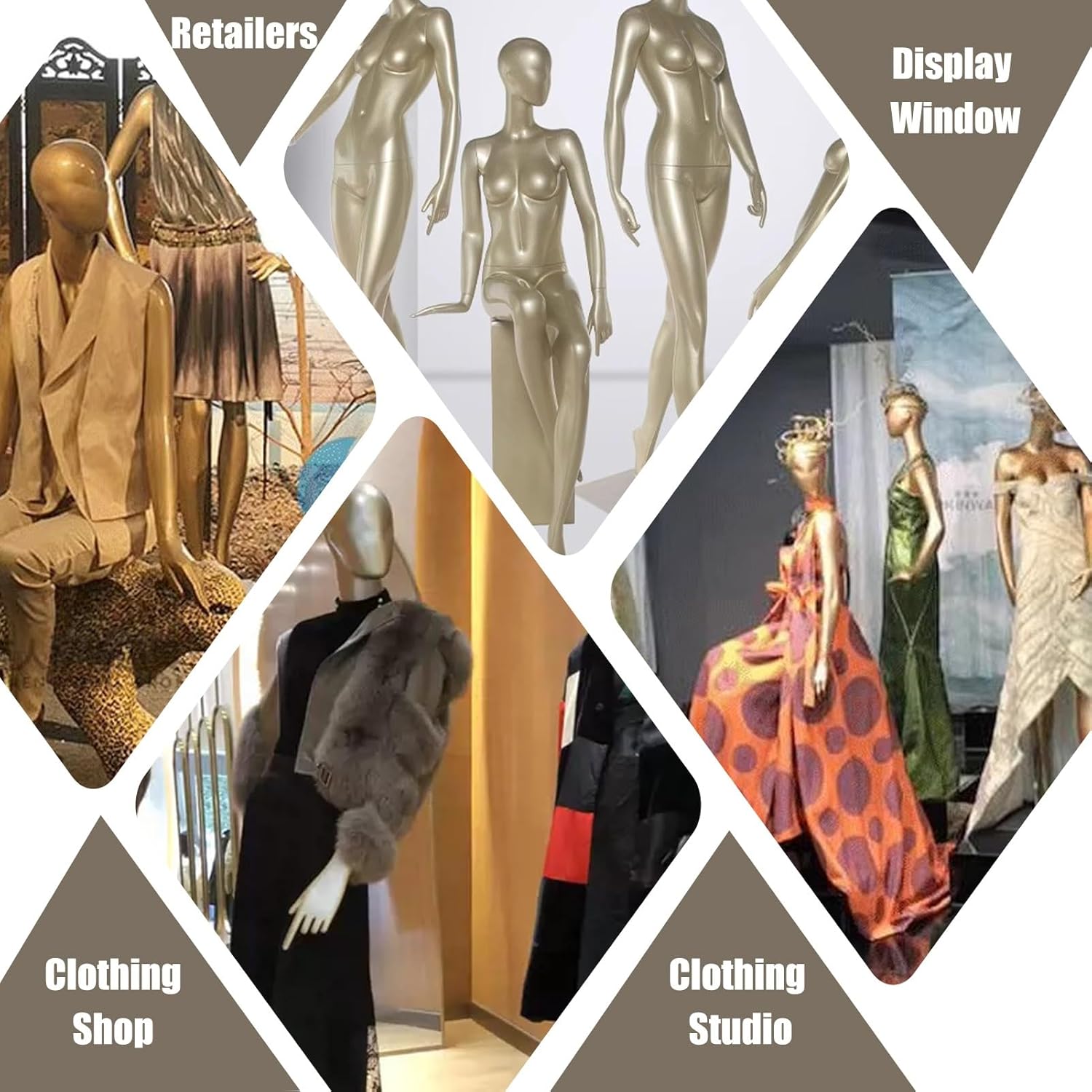 Realistic Full Body Mannequin for Clothing Display, Female Torso Dress Form Dummy Rack, Ideal for Underwear & Fashion Showcase, Elegant Gold Finish