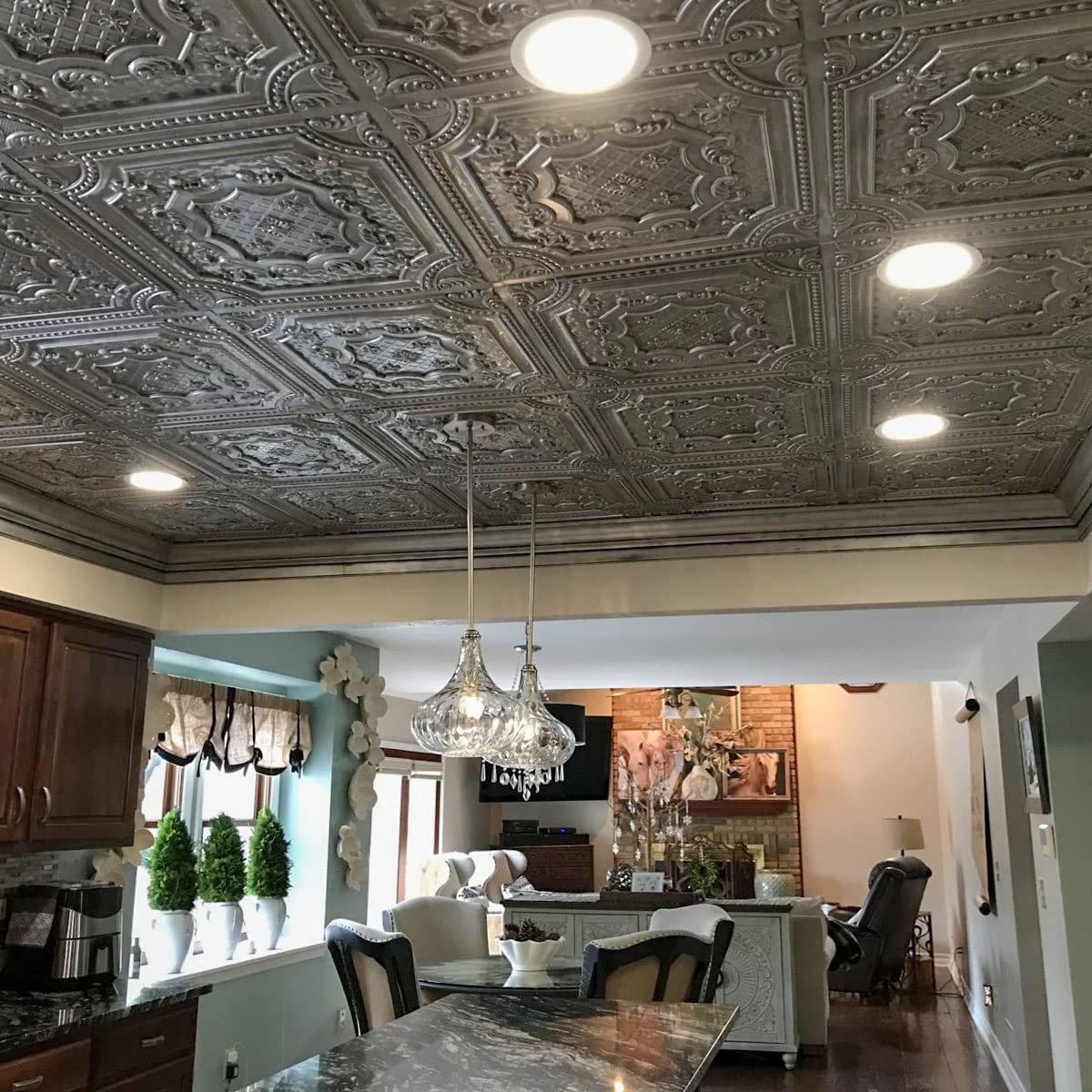 PVC Ceiling Tile Elizabethan Shield 2'x2' Weathered Iron - Easy Glue-up Or  Lay-in Installation Glue-up Ceiling Panels, image size:1200x1200