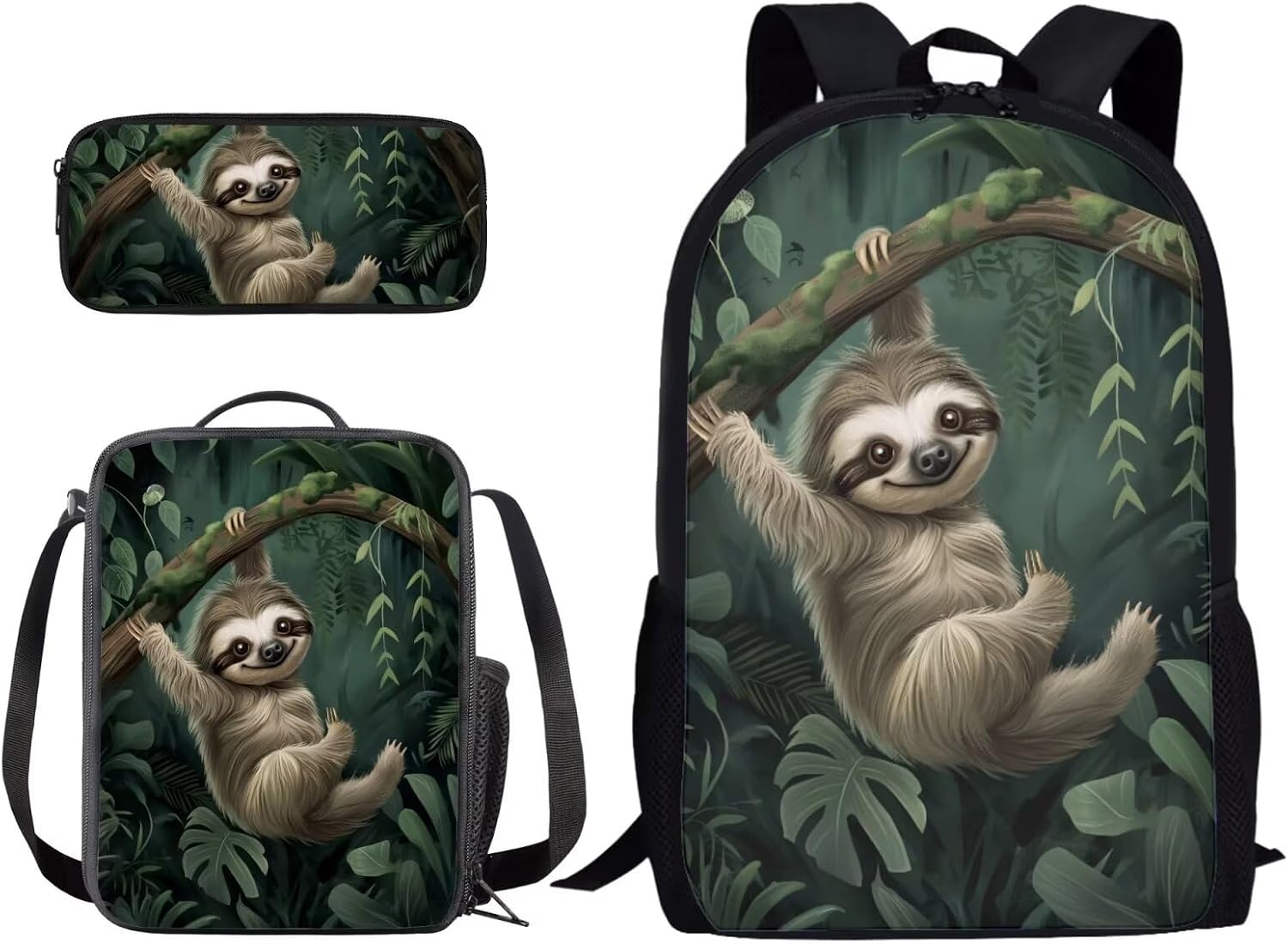 Xoenoiee 3 Pcs Kids BookBag+Lunch Box+Pencil Bag for Primary/Middle School Bag Backpack Set for Boys Girls, Cute Dolphin Flowers Pattern