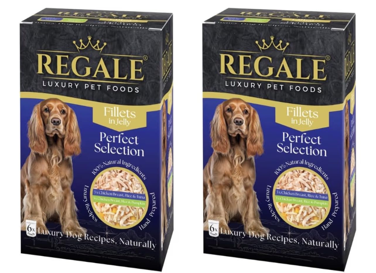 Regale Luxury Pet Foods Fillets in Jelly Perfect Selection Dog Food, Chicken Breast, Rice & Tuna, Rice & Pumpkin, 2 x 6 Pouches x 100g