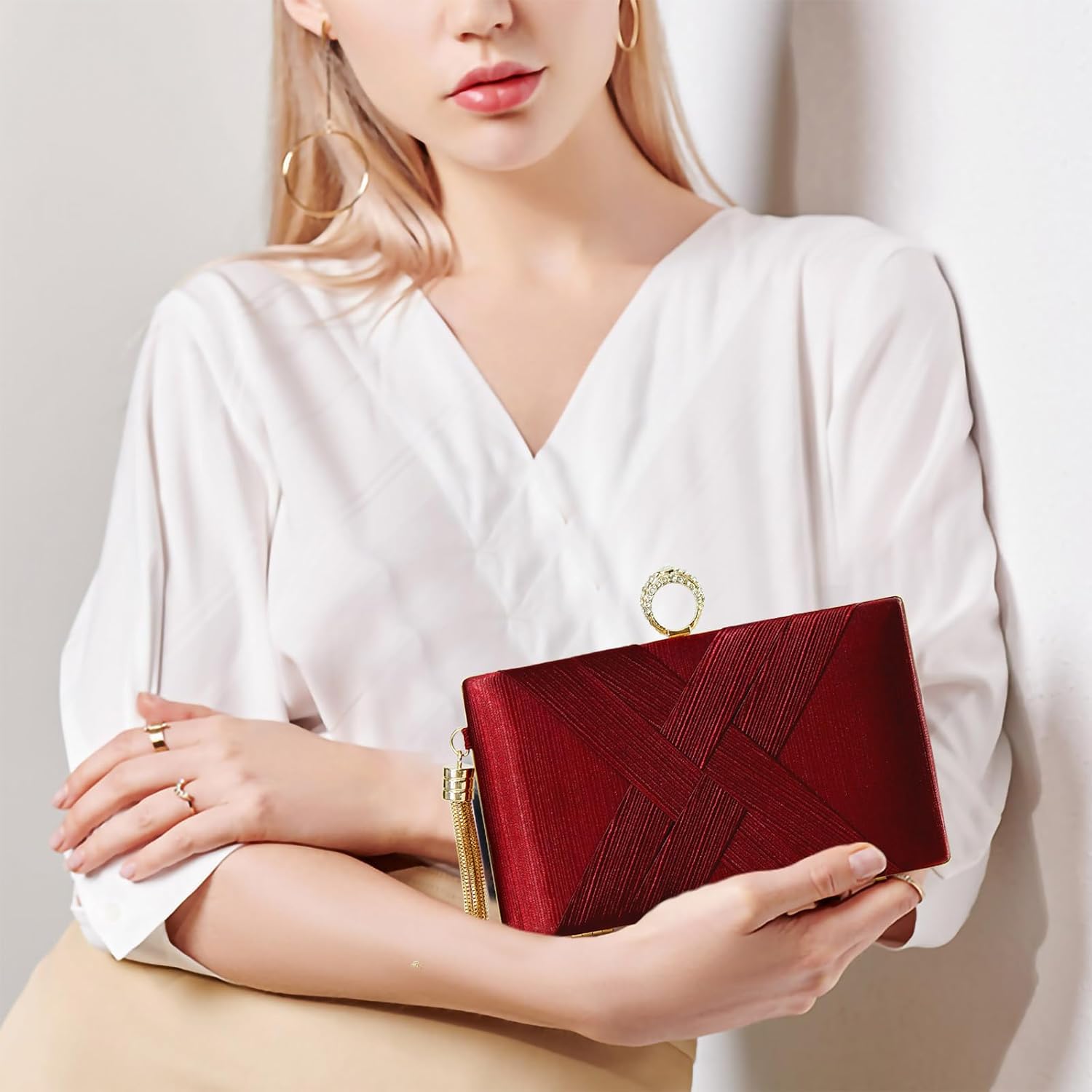 Clutch Purses for Women Tassel Evening Clutch bag Sparkly Diamond Crossbody Shoulder Bag For Wedding Night out Party - Image 2