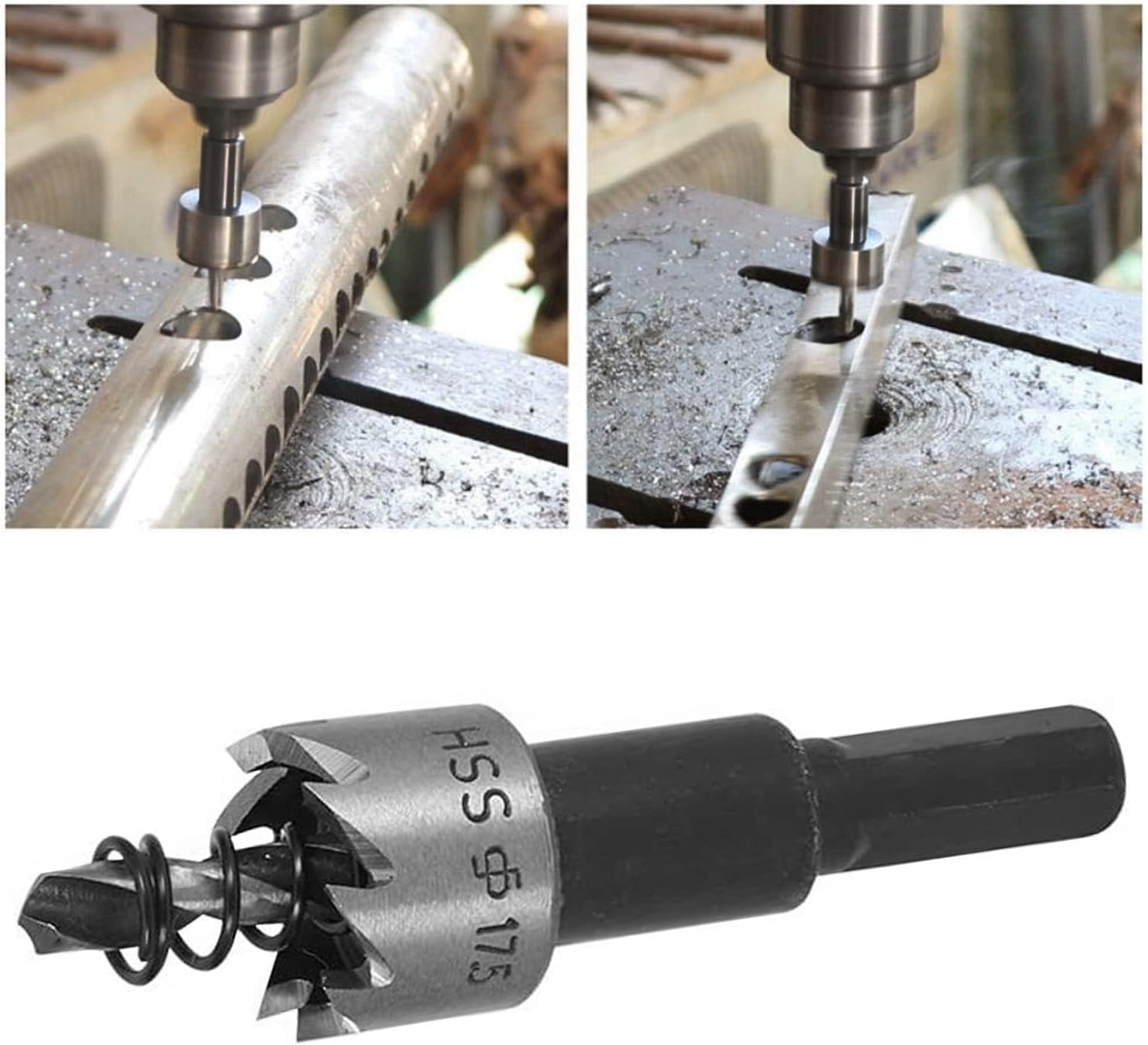 Auniwaig 17.5mm HSS Hole Saw Kits for Metal, High-Speed Steel Hole Saw Cutting Kit Drill Bits Opener Cutter Tool, for Cutting Holes on Wood, Stainless Steel, Iron, Aluminum Plate, Black
