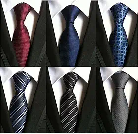 Lot 6 PCS Gravatas de seda masculinas clássicas JACQUARD