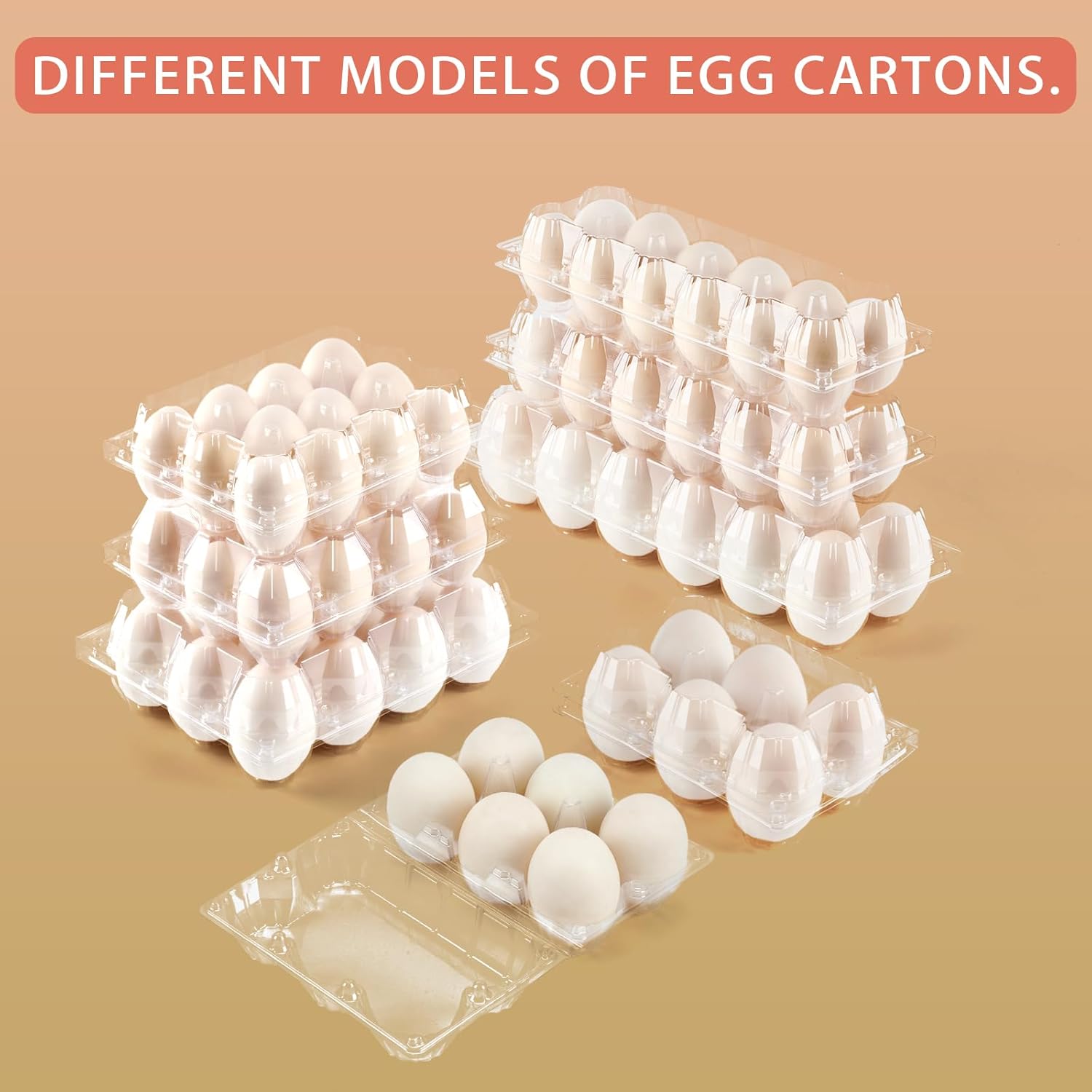 60 Pack Duck Egg Cartons Jumbo Egg Cartons Cheap Bulk with Sticker Labels Clear Empty Plastic Egg Containers Extra Large for Home Ranch Farm Commercial Market Display, 2×6 Grids