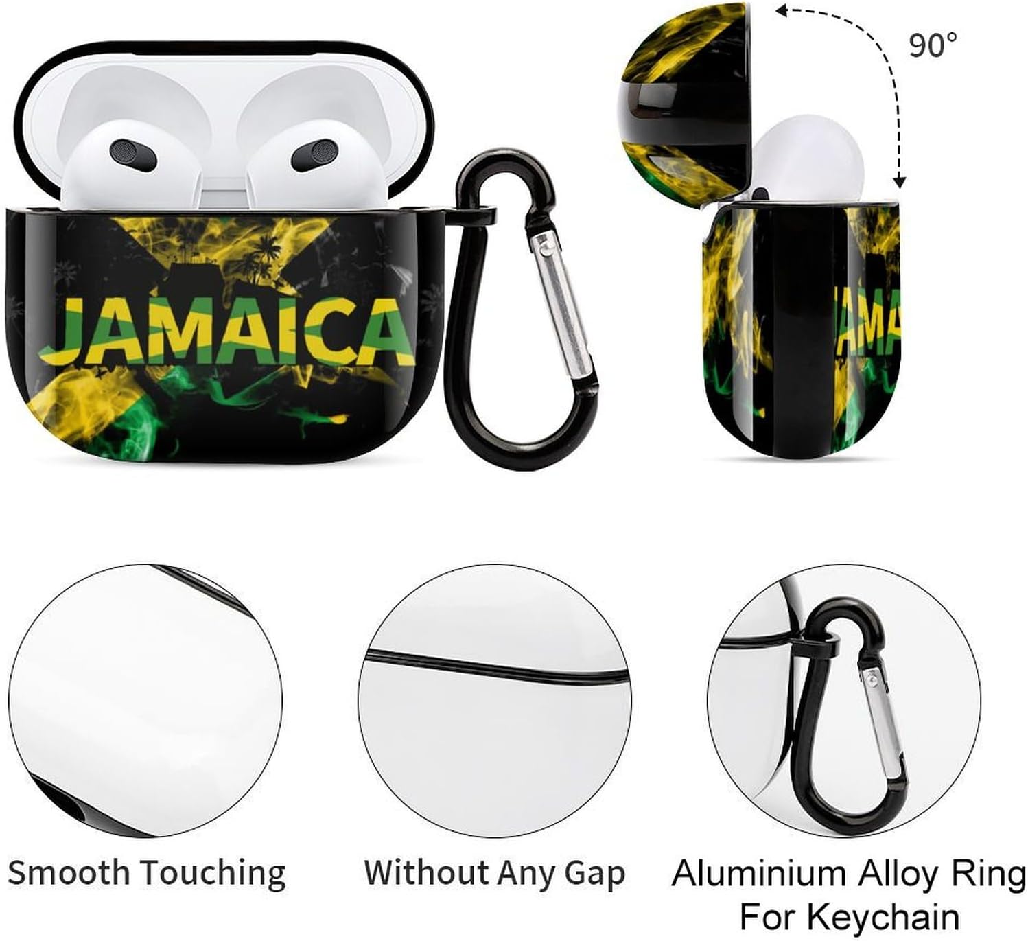 Jamaican Flag Compatible with Airpods 3 Case Cover,Case for AirPods 3rd Generation Case with Keychain Hard Shell Shockproof