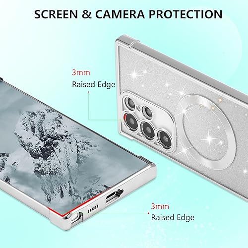 Miniatura 3 de ZTOFERA Funda magnética para Samsung Galaxy S22 Ultra 5G con purpurina degradada, compatible con MagSafe, funda protectora de TPU chapada de lujo