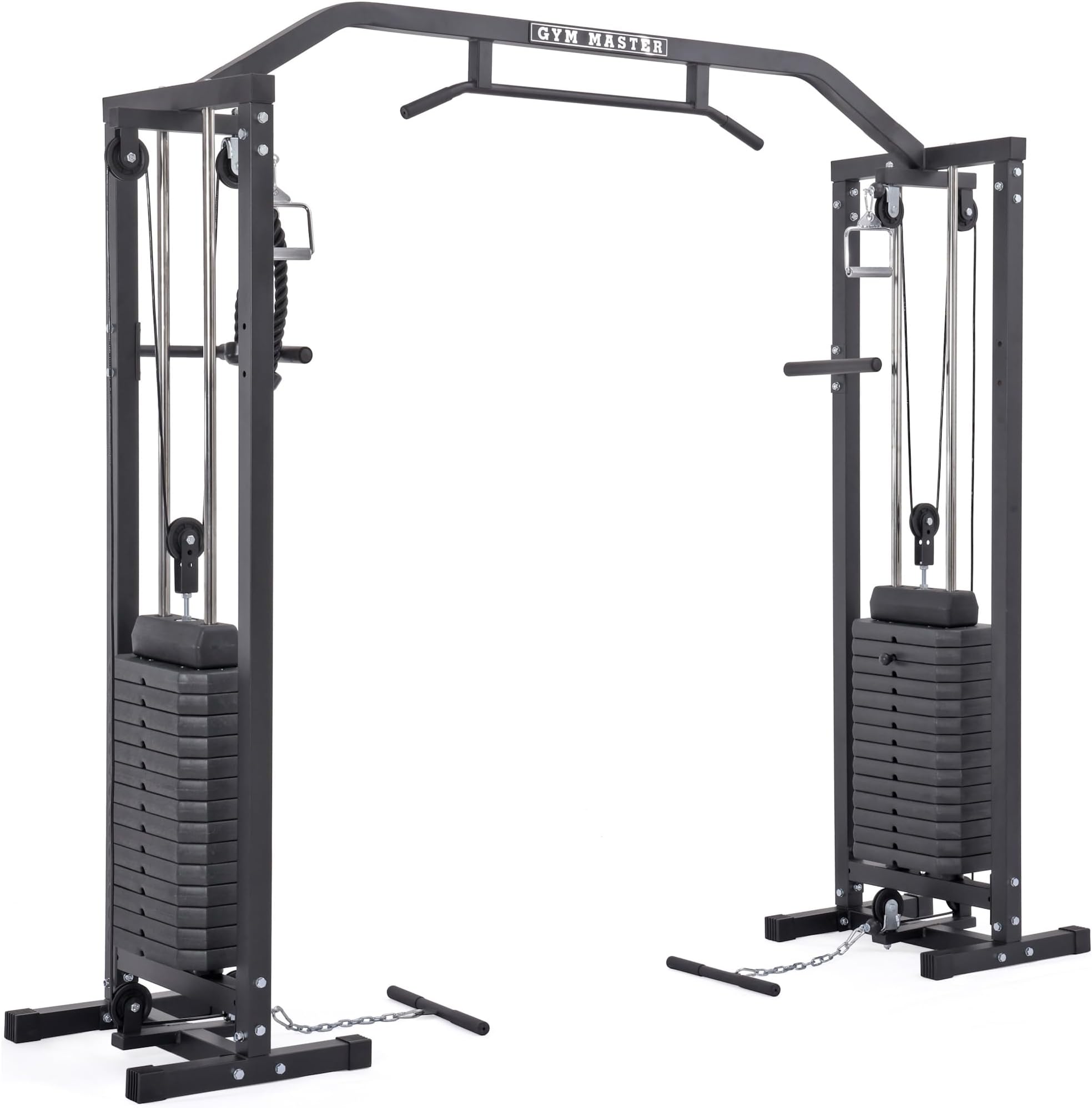 GYM MASTER 180kg Cable Crossover Machine With Upgraded Swivel Pulleys and Pull Up Chinning Bar - Black