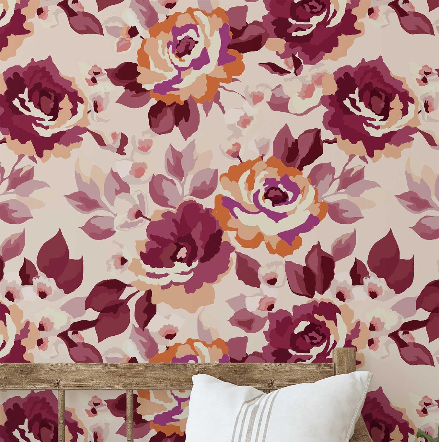 Papier peint tribal bordeaux S4Sassy vinyle 63x304cm