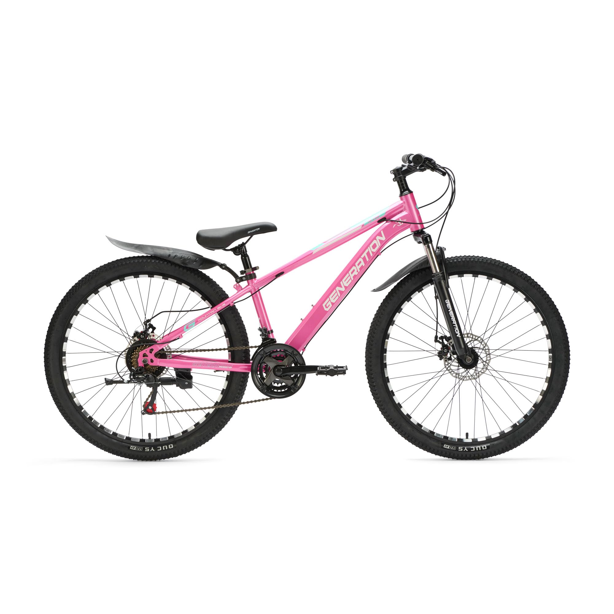 Generation M-760 Mountainbike 26 Zoll - Kinderfahrrad mit Schutzblechen - Scheibenbremsen - 21 Gänge - Rosa