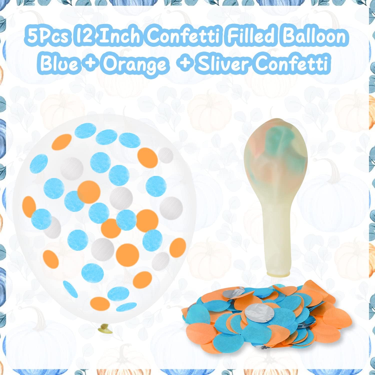 Blue Little Pumpkin Balloons, Fall Balloons Maple Leaf Balloon Garland with Confetti Balloon for Boy Little Pumpkin Baby Shower Birthday Thanksgiving Party Decorations image 3