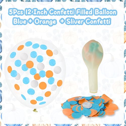 Miniatura 3 de Globos azules de calabaza pequeña, globos de otoño, guirnalda de globos de hoja de arce con globo de confeti para niño, calabaza, baby shower,