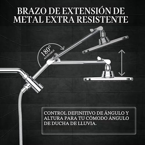 Miniatura 4 de Veken Cabezal de ducha de lluvia de alta presión con mango, cabezales de ducha de mano con modos de pulverización múltiple, combo de lluvia