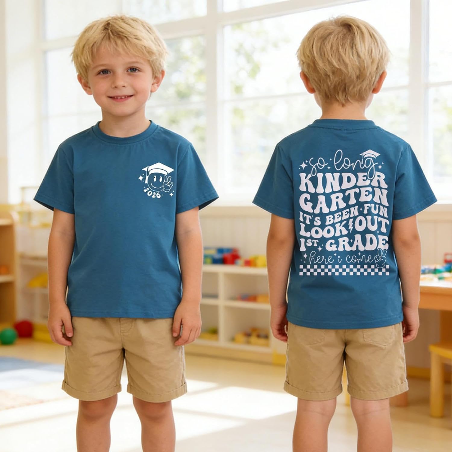 Kindergarten Graduation Shirt for Boys Peace Out Kindergarten T-Shirt Kid 2026 Last Day of School Summer Tee Top