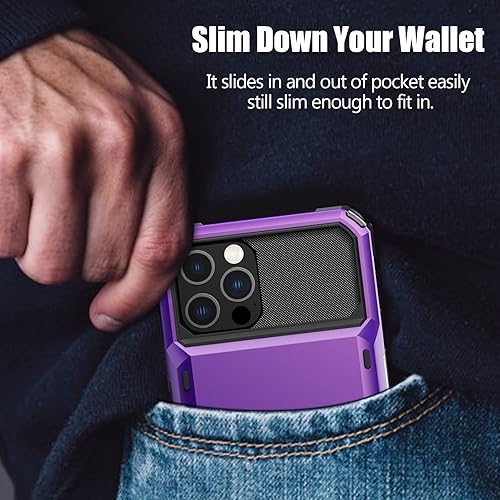 Miniatura 6 de Nvollnoe Funda para iPhone 1212 Pro con tarjetero almacena 5 tarjetas Funda tipo cartera de doble capa resistente a prueba de golpes con ranura