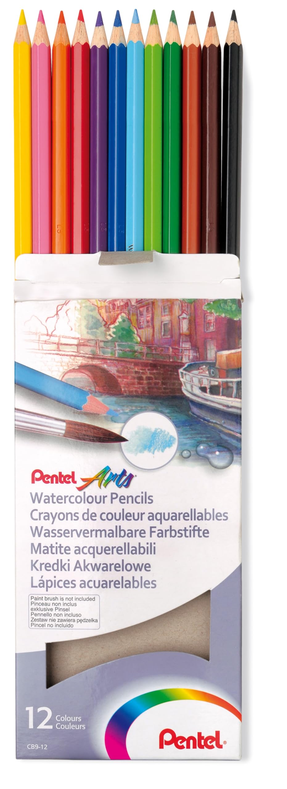 Pentel Arts zestaw ołówków akwarelowych – różne (12 sztuk) CB9-12U