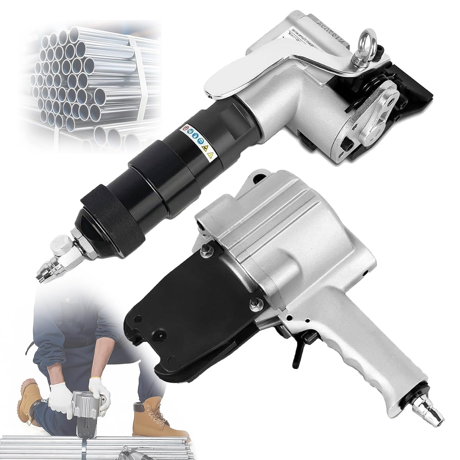 BITYCOW Pneumatic Metal Banding Machine, aluminum alloy Split Strapping Tool, 0.75/0.98/1.26in Width Belt, firm Binding for Metal Materials and Industrial Bulk Goods 19mm/0.75in
